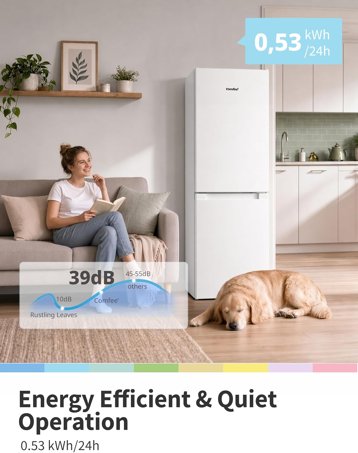 Detalle de COMFEE' 174L Freestanding Fridge Freezer, Low Frost, RCB169WH2(E)