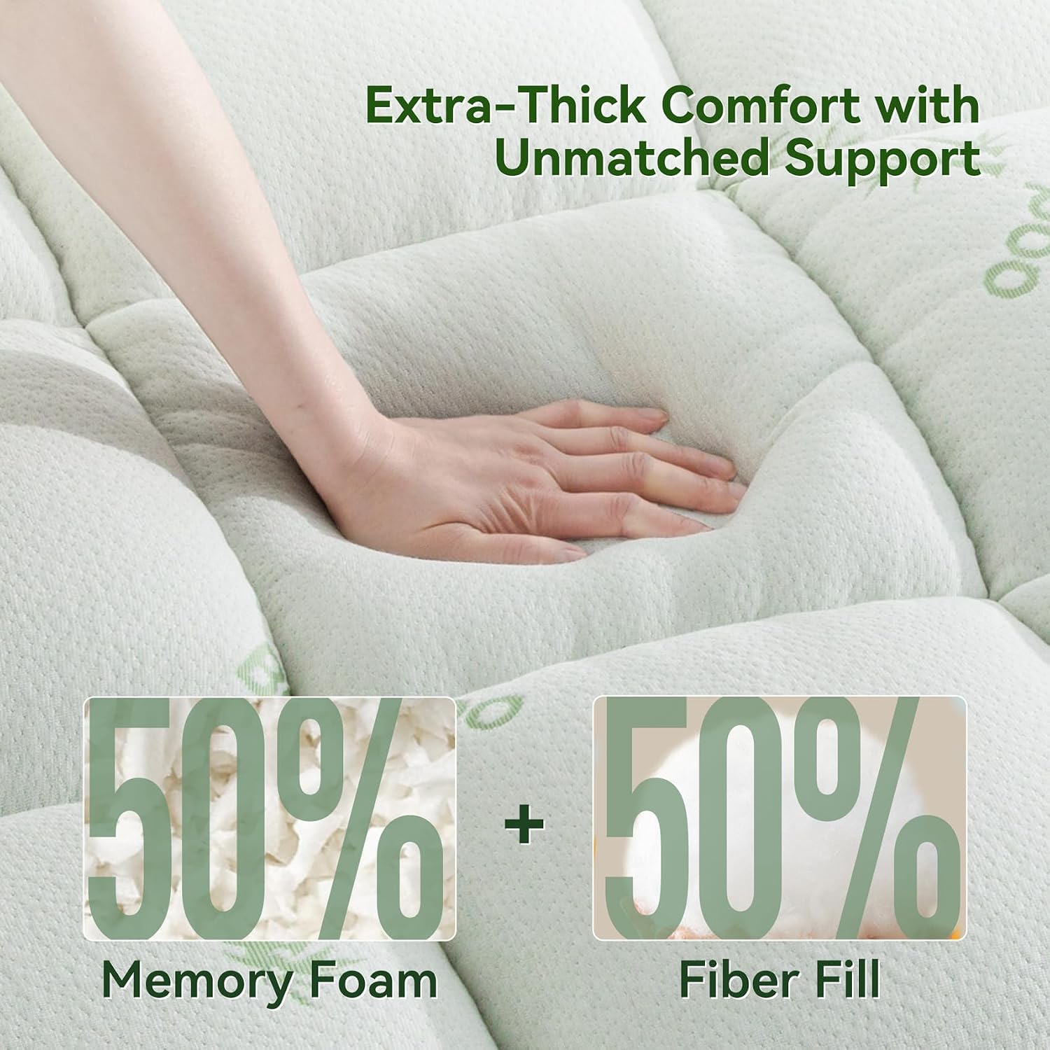 Thumbnail 1 de SunStyle Home Memory Foam Mattress Topper, Double/Full, 8–21 in Deep Pocket