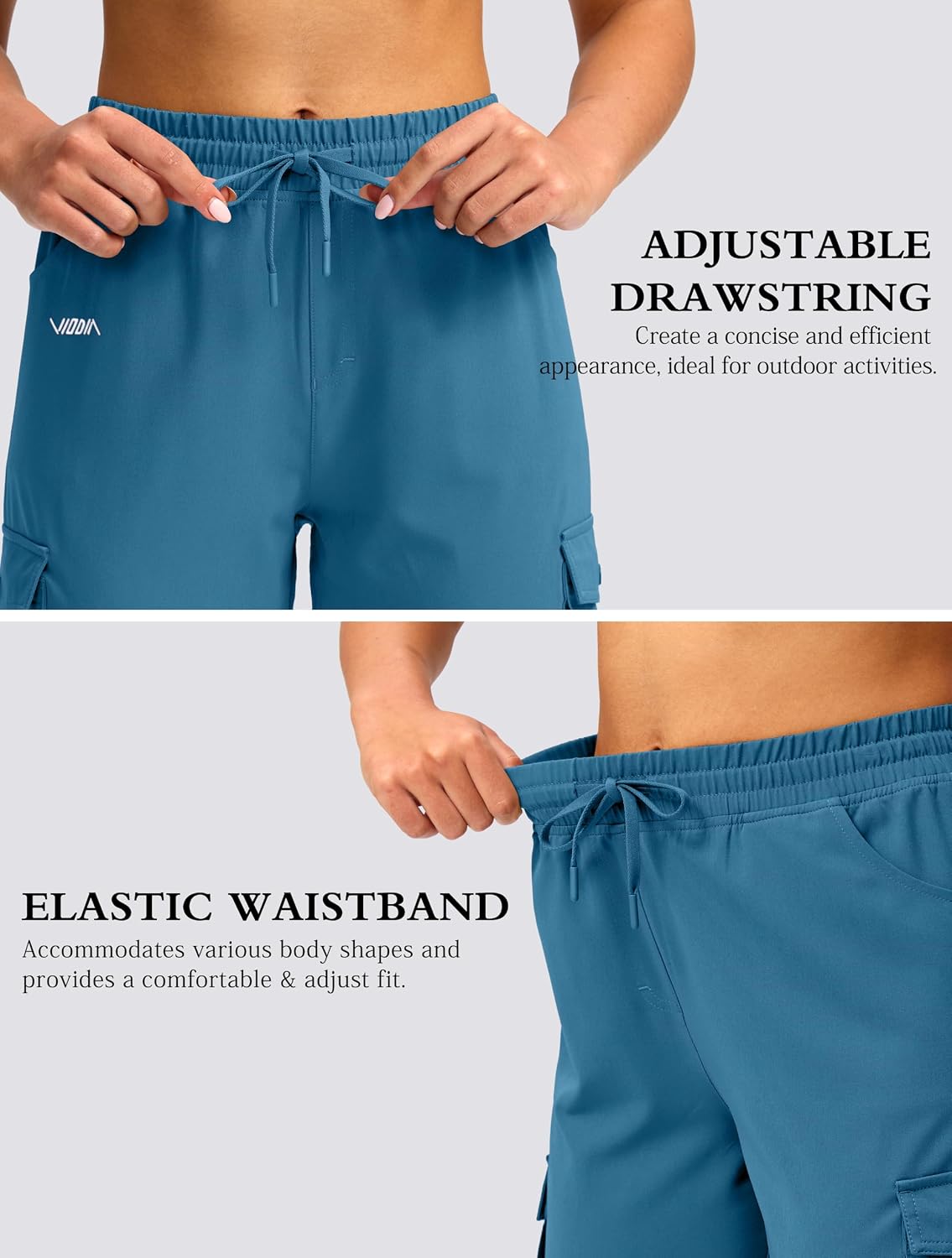 Detalle de Viodia 15" Long Cargo Shorts for Women — Lightweight Knee-Length Hiking Bermuda