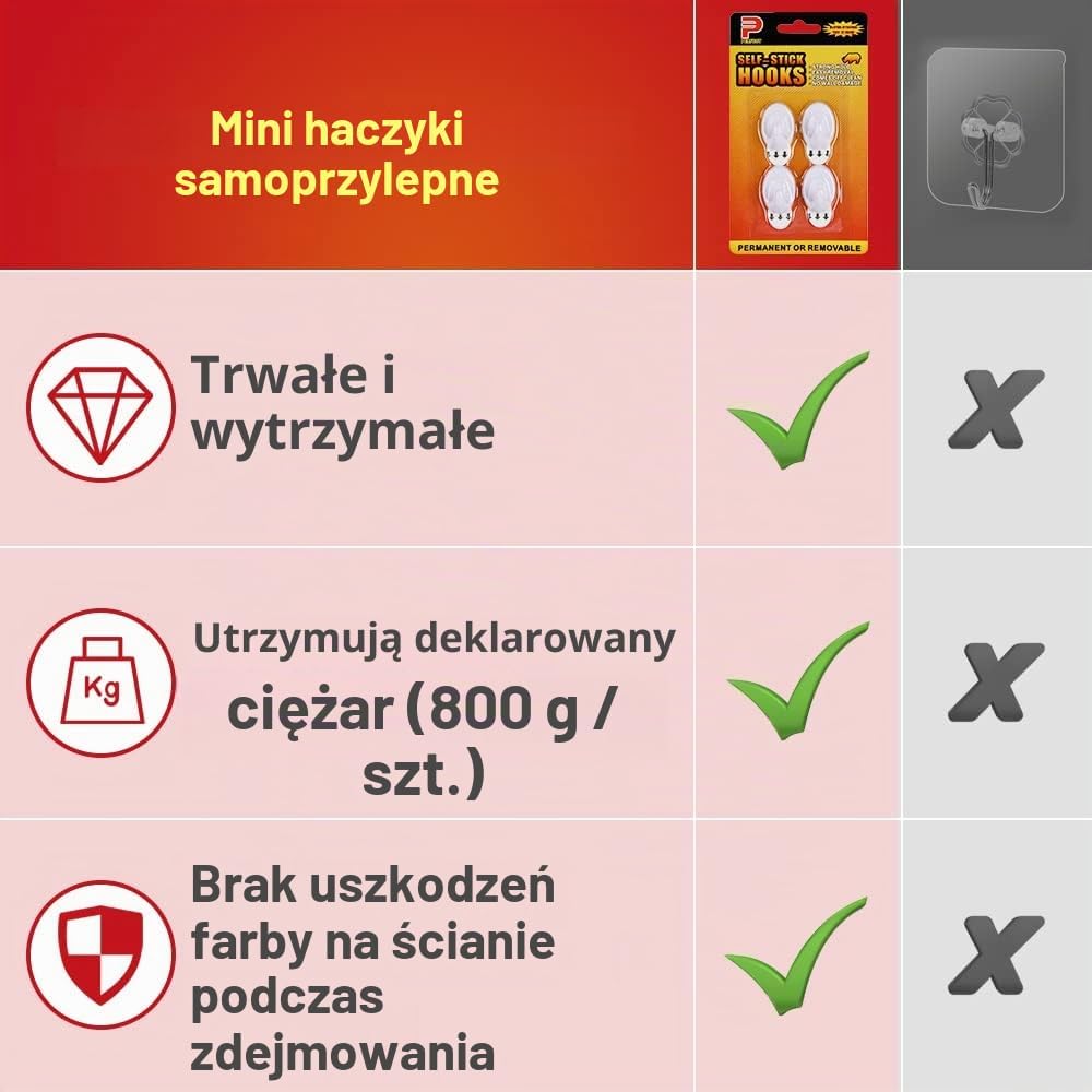 Detalle de Ainiv 1 – 8 małych haczyków samoprzylepnych z PVC, białych