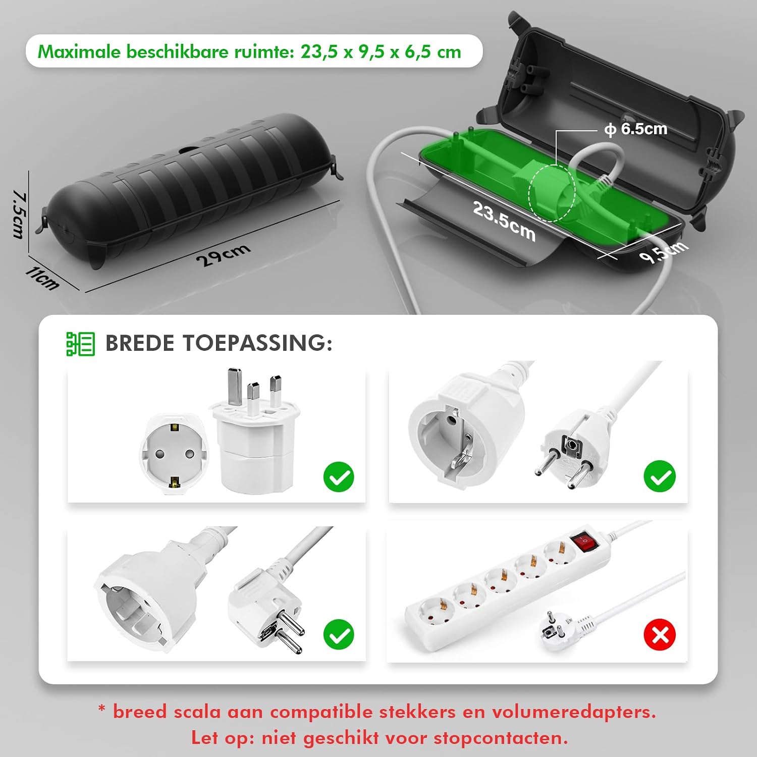 Detalle 2 de Restmo DE-O-ECC-1-BK waterdichte kabeldoos voor buiten, IP44, zwart