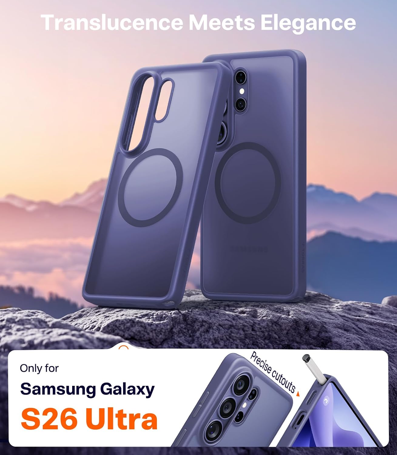 Detalle de TORRAS Magnetic Shockproof Case for Samsung Galaxy S26 Ultra (Purple) with MagSafe Compatibility