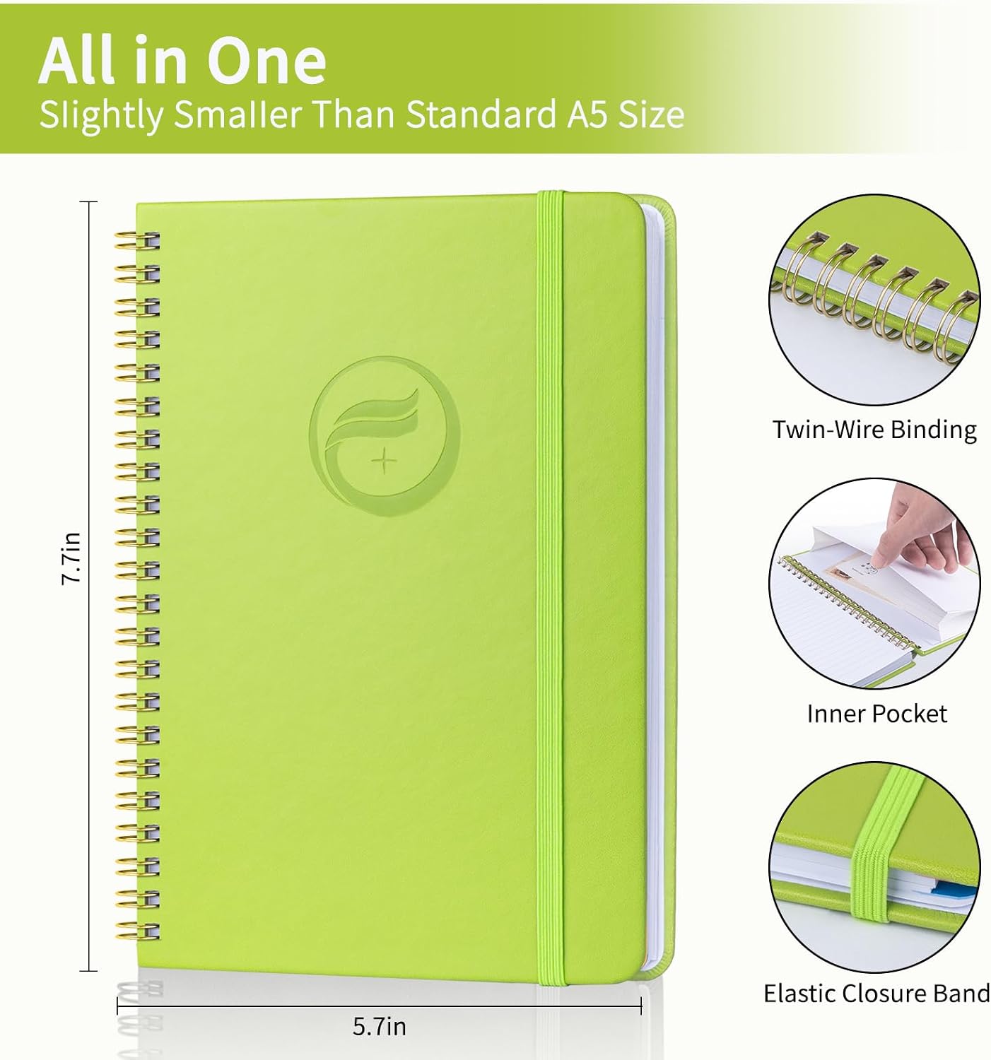 Detalle de Blugool Password Book, 5.7" x 7.7", A-Z Tabs, Spiral Hardcover, GrassGreen