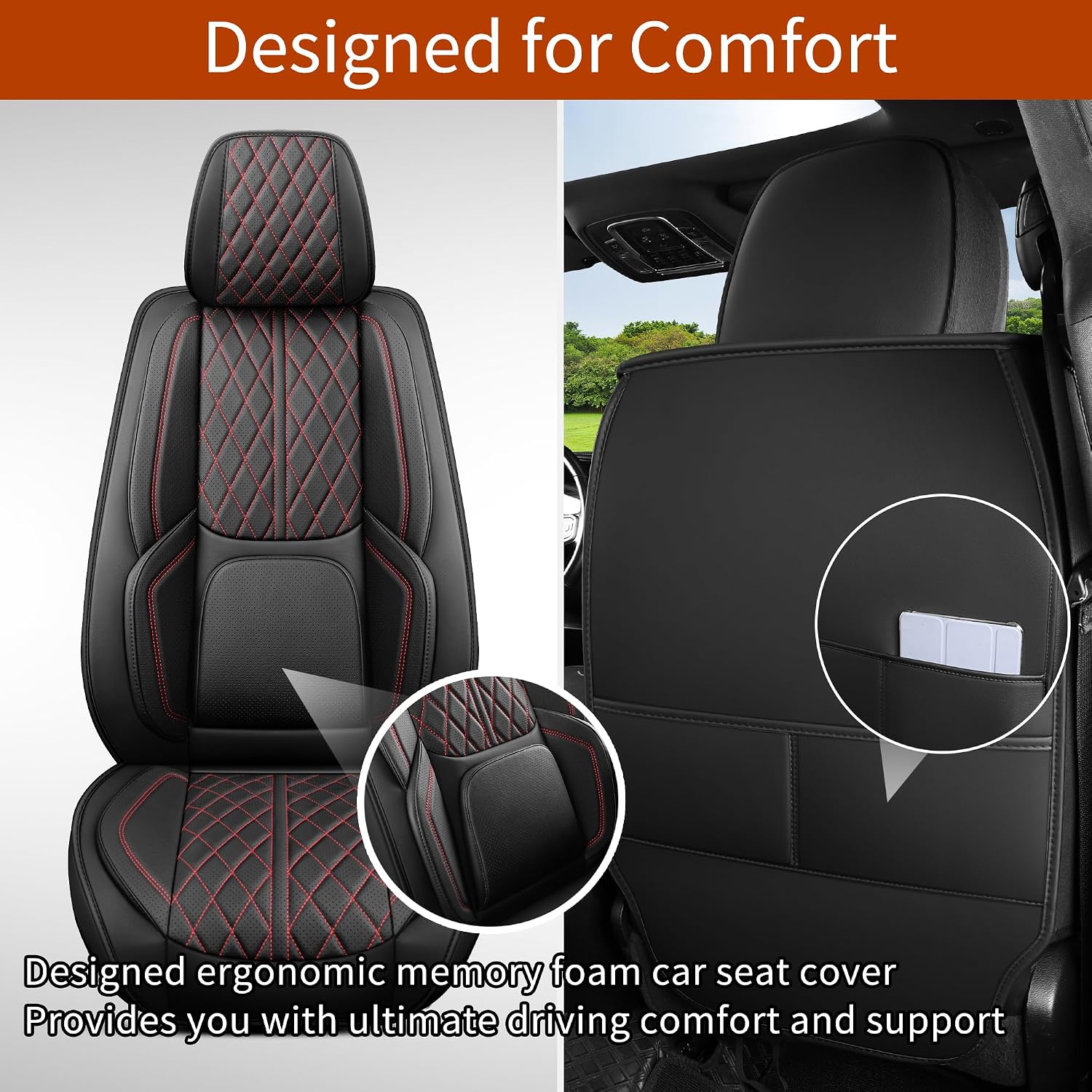 Detalle 1 de DuDuWang Car Seat Covers, Faux Leather