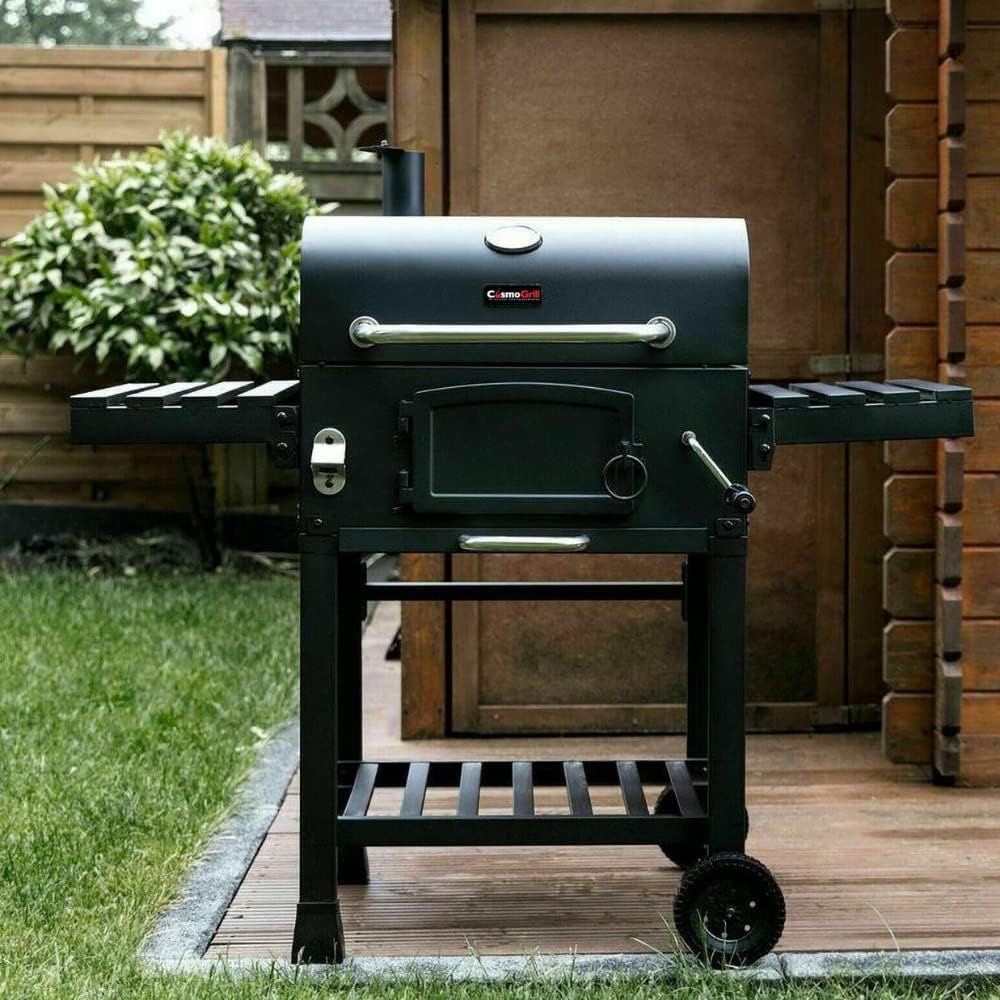 Thumbnail 1 de CosmoGrill Outdoor XL Smoker Charcoal BBQ with Built-in Thermometer, Adjustable Charcoal Pan & Wheels