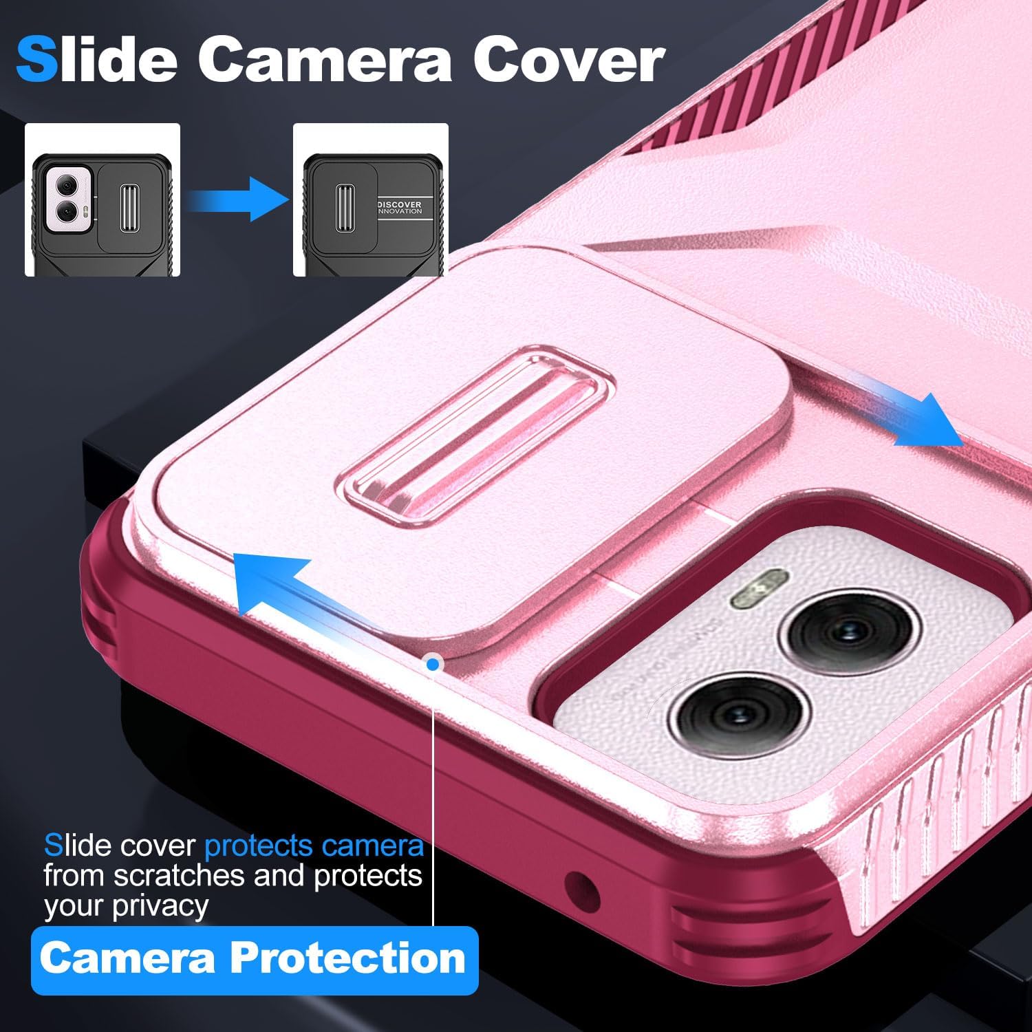 Thumbnail 2 de Asuwish Pink Hybrid Case for Motorola Moto G Power 5G (2024) with Camera Cover