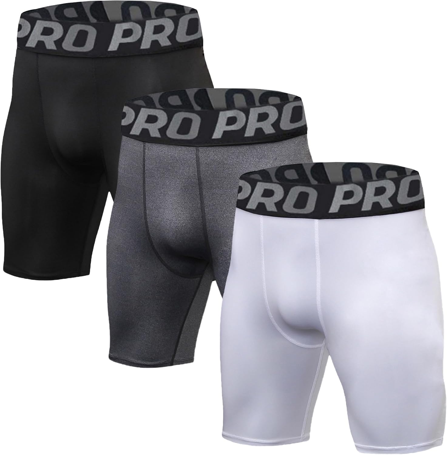 Detalle de LNFINTDO 3 Pack Compression Shorts for Men – Base Layer Running Shorts