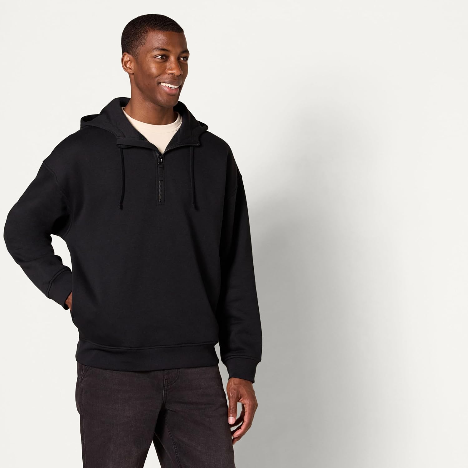 Thumbnail 2 de Amazon Essentials Herren Oversize-Kapuzensweatshirt mit Viertel-Reißverschluss