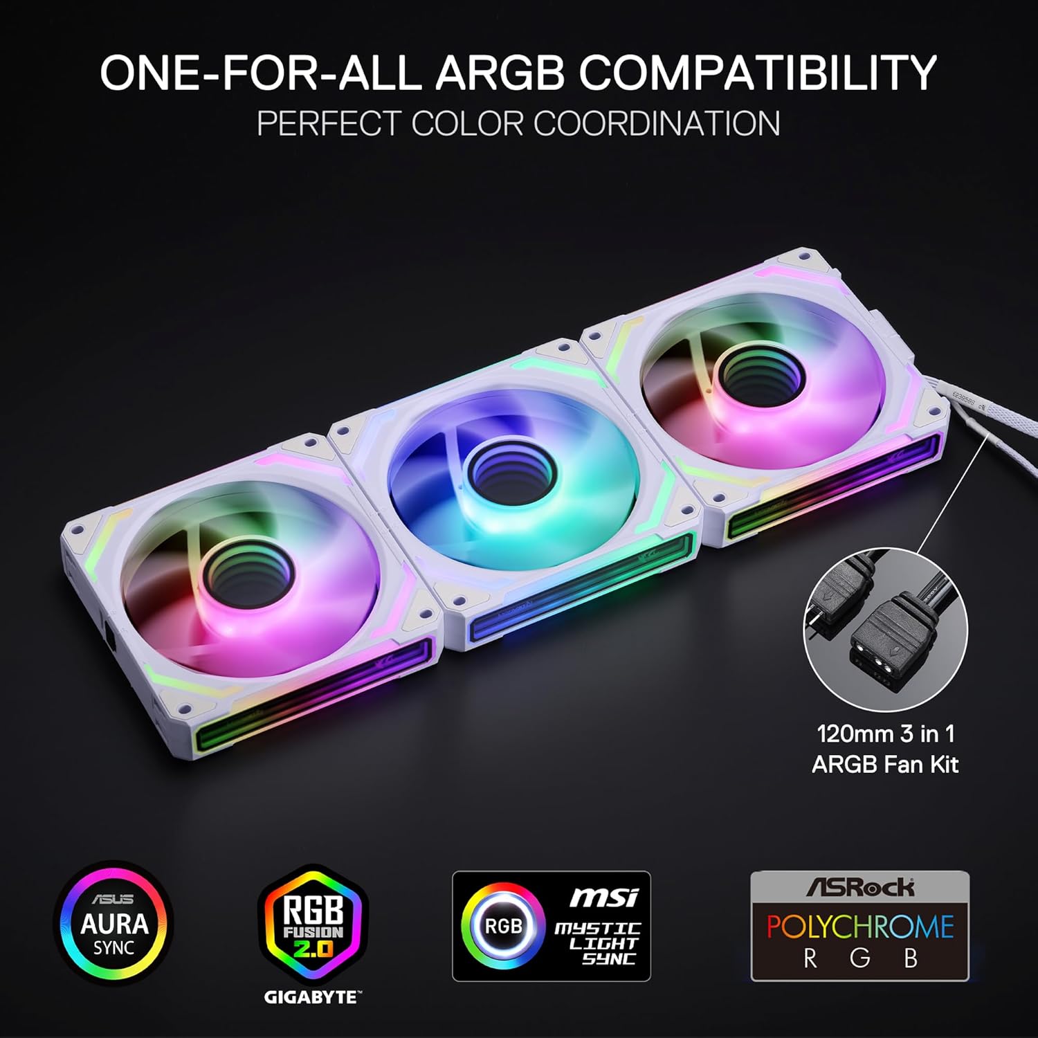 Thumbnail 4 de Redragon GCF012 ventola PC da 120 mm ARGB 5 V con PWM 4 pin e collegamento a margherita