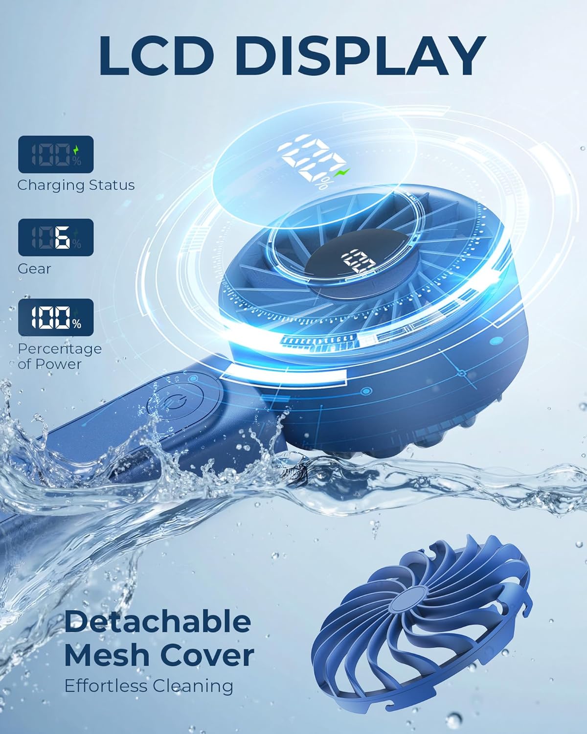 Thumbnail 4 de Peiyuu Handheld Fan: 4000mAh Portable Fan with 6 Speeds and 180° Foldable Design