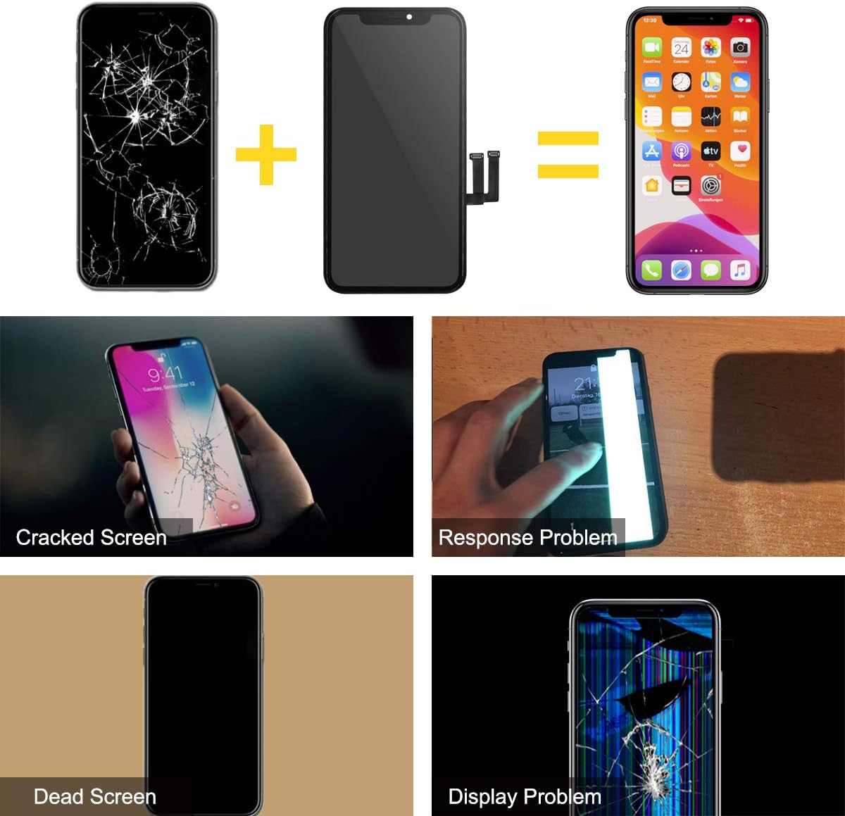 Detalle de bokman iPhone 11 Pro Max LCD Screen Replacement — 6.5-inch Front Panel with Repair Tool Kit