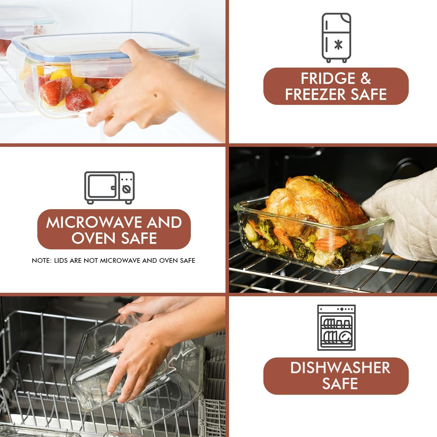 Detalle de Razab 35 Pc Glass Food Storage Set with Lids for Meal Prep