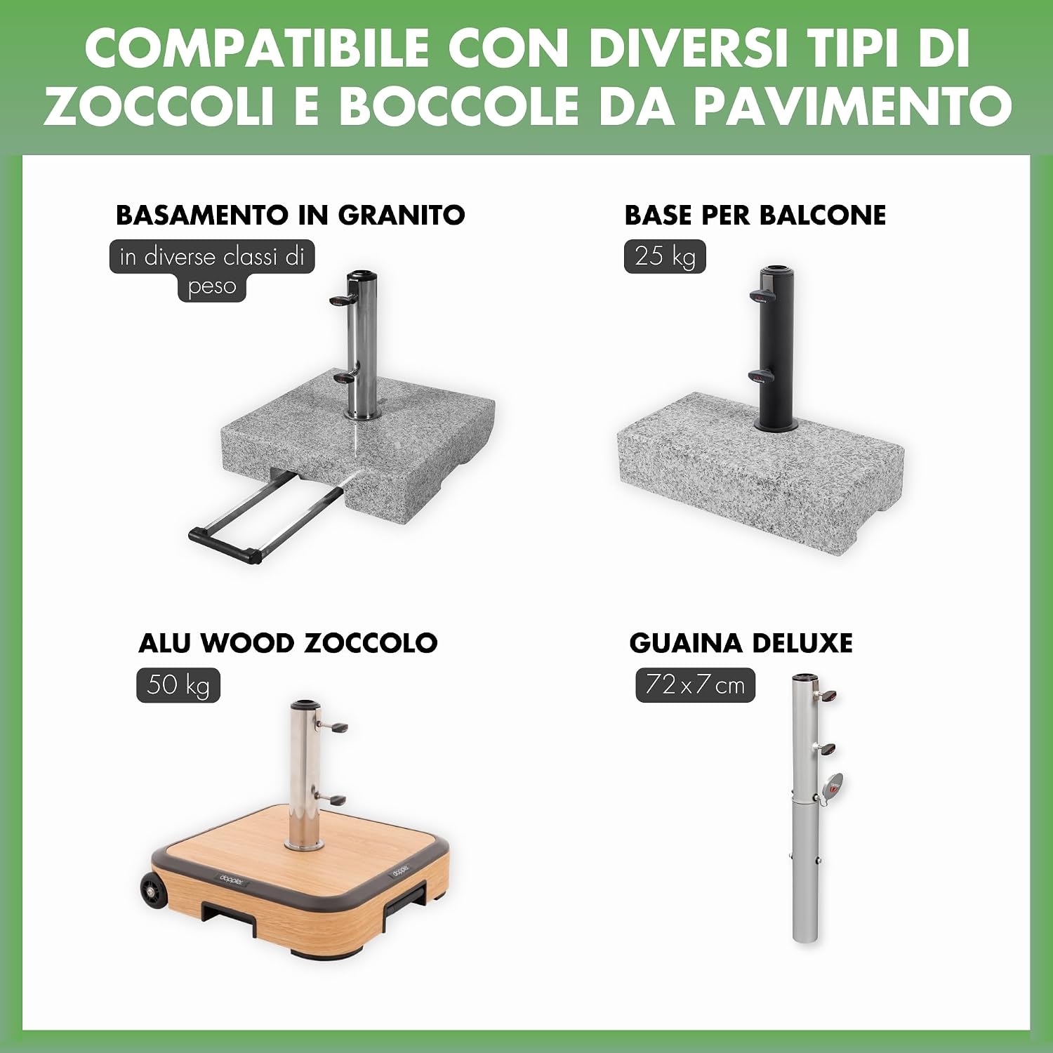 Thumbnail 3 de Anelli riduttori Doppler per basi ombrello in granito – set di 5 inserti, diametri interni 52/48/38/32/25 mm, colore nero