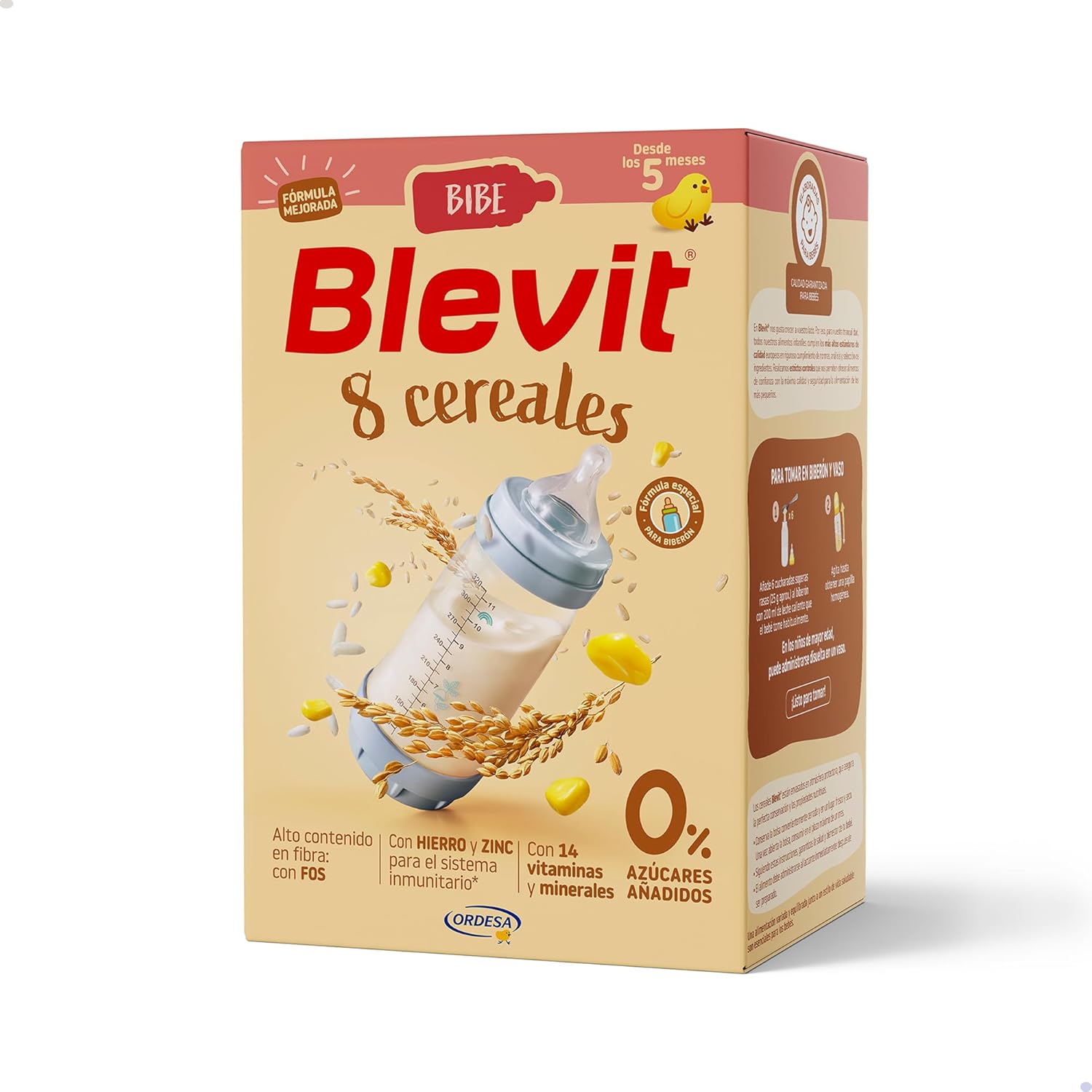Detalle de Blevit Bibe 8 Cereales (500 g) – Papilla de 8 cereales desde los 5 meses con 14 vitaminas y minerales