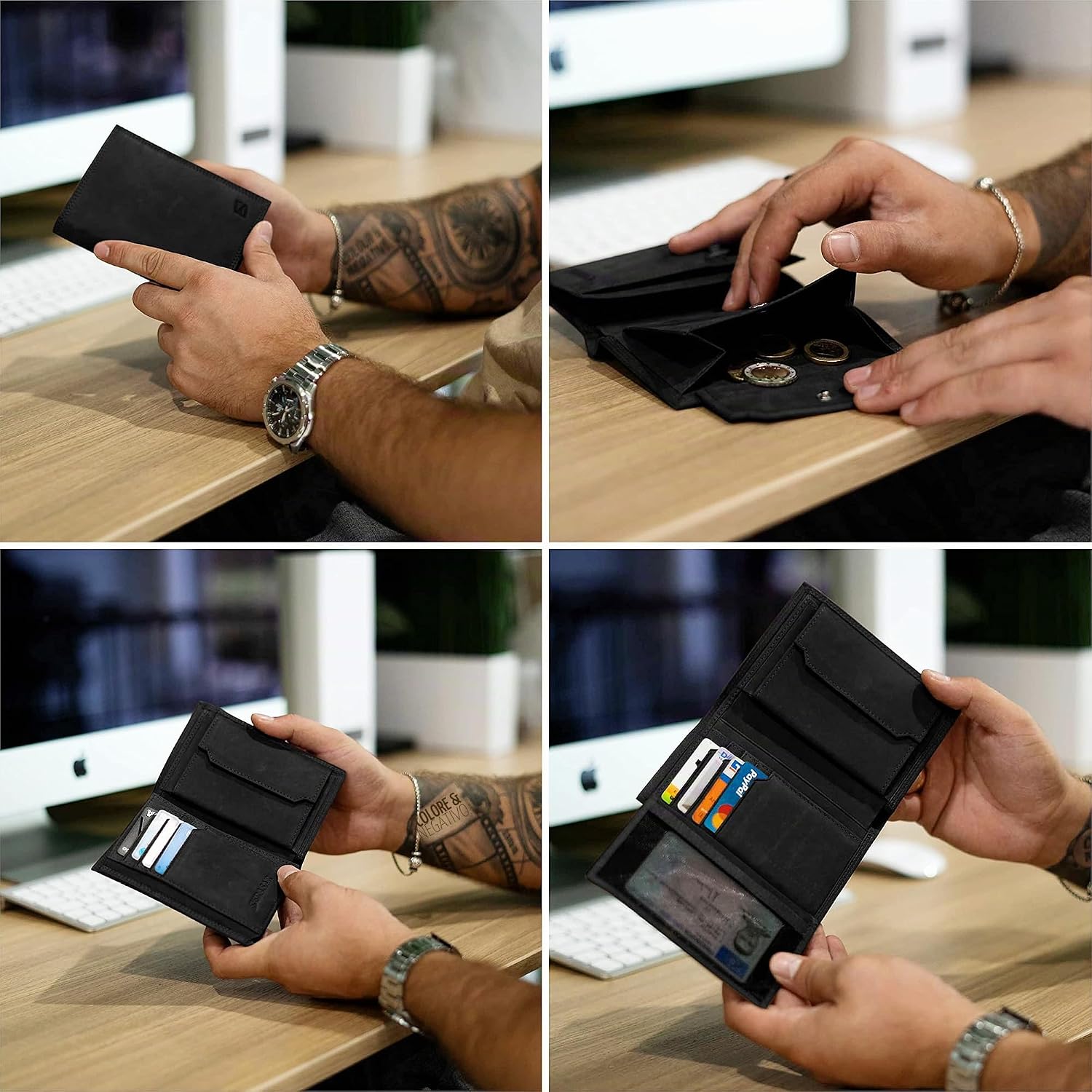 Thumbnail 2 de SERASAR Portafoglio da Uomo in Pelle [Vintage] con Protezione RFID, 12 Slot, Confezione Regalo