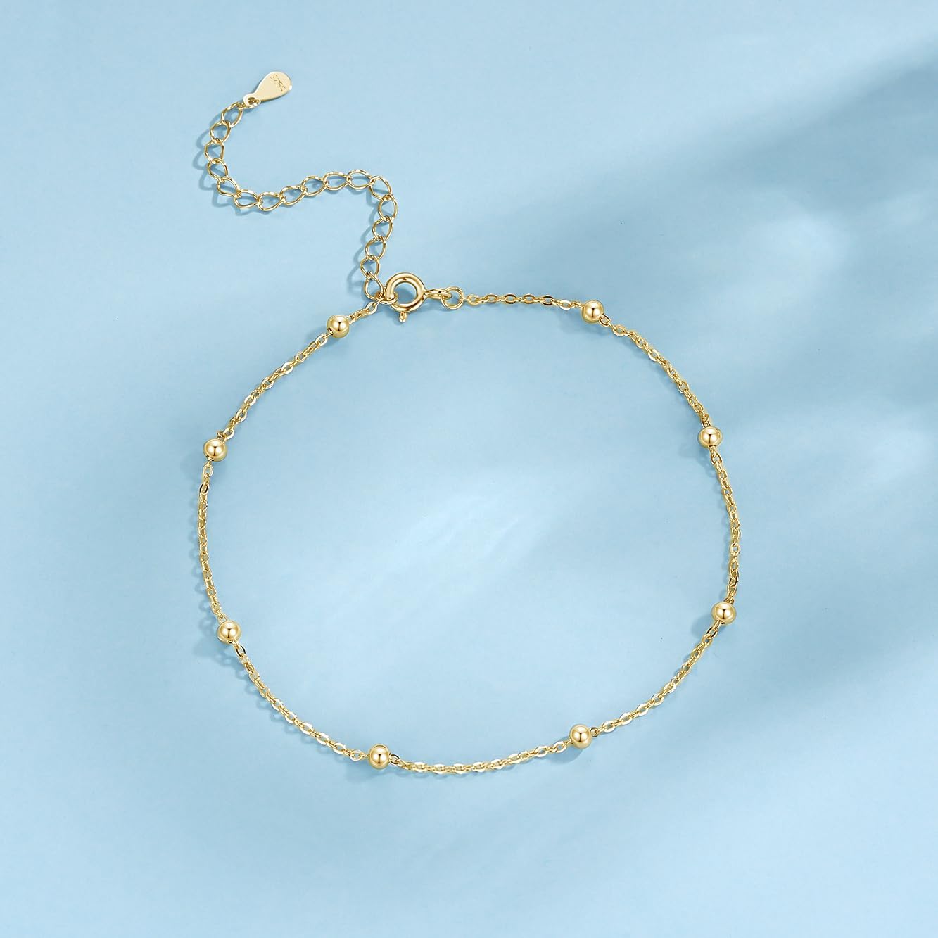 Detalle de Loutade Fußkette Silber 925 – verstellbar mit Bead/Sterne, sommerlicher Fußschmuck