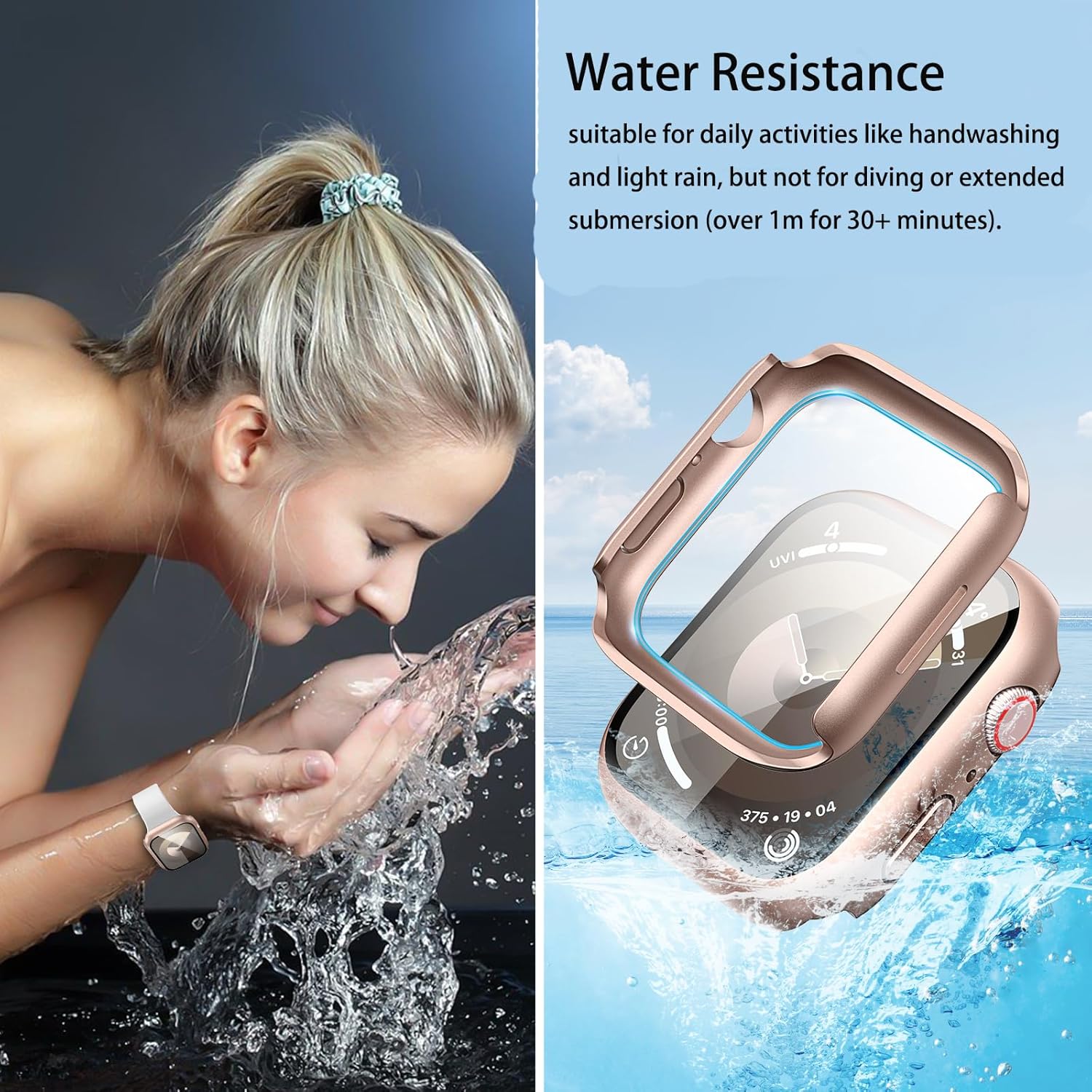 Detalle de Goton Waterproof Case for Apple Watch 40mm (Series 6/5/4, SE 3/2/1) with 9H Tempered Glass and Hard Bumper