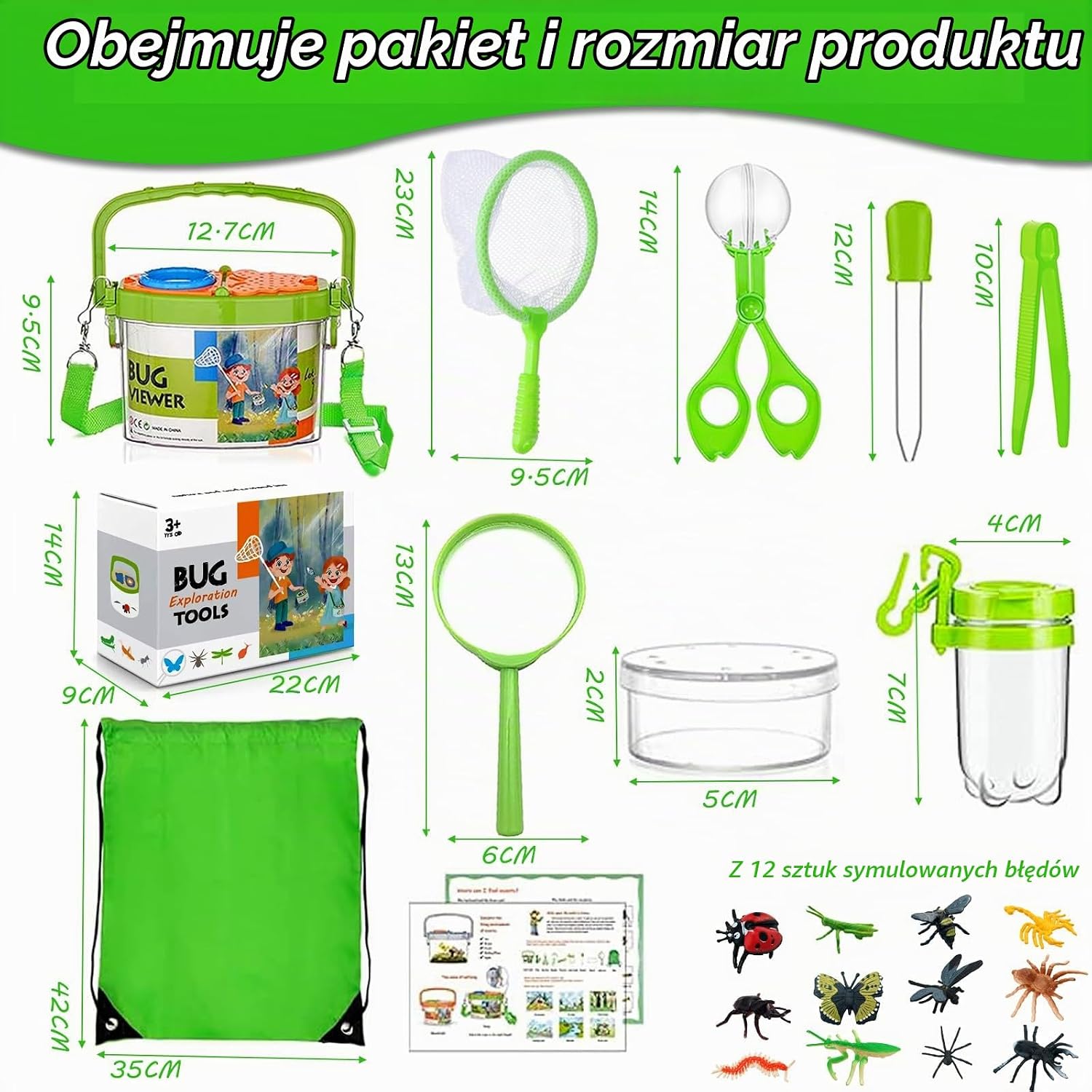 Detalle 2 de Gdbykds GS-BCWJ-20PCS – 23-elementowy zestaw odkrywcy owadów z lupami