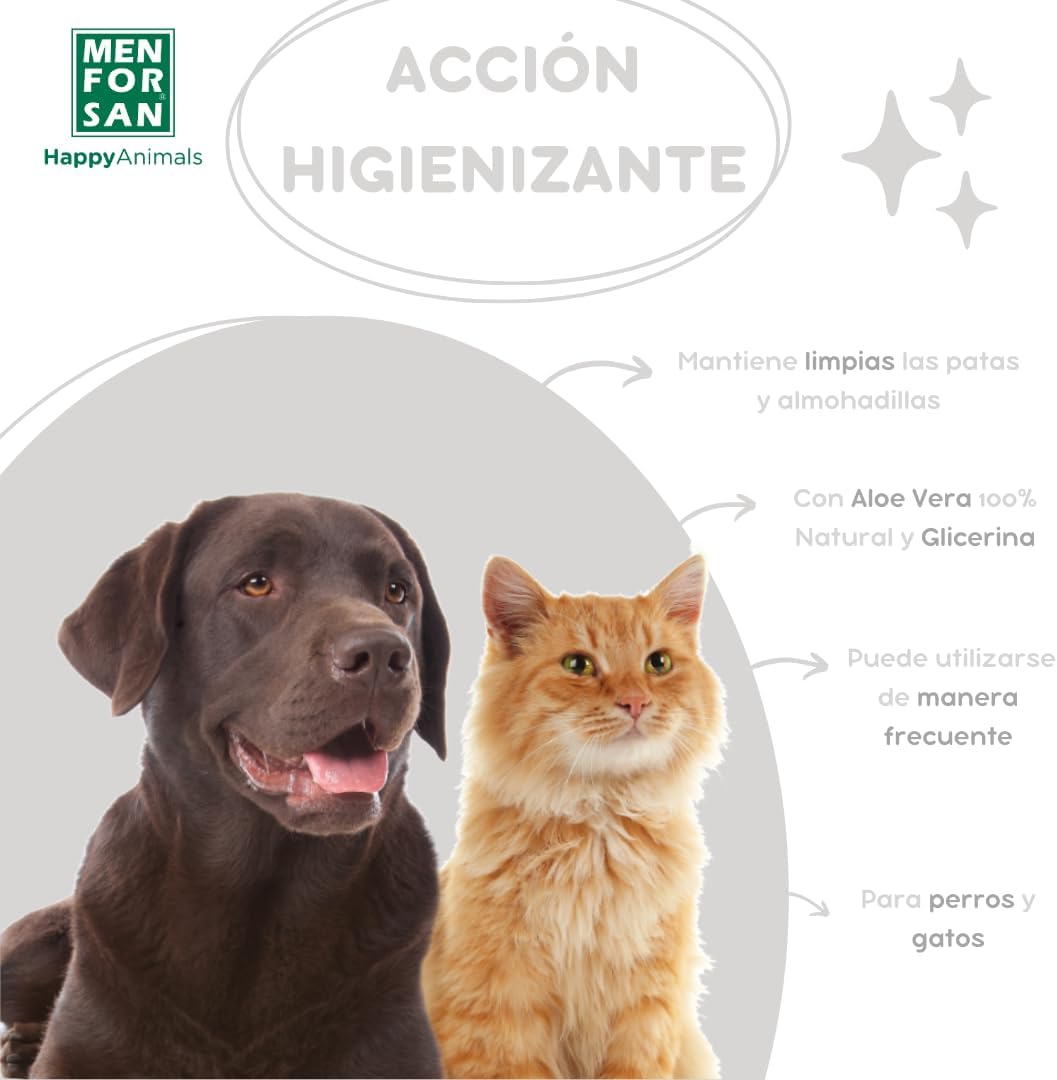 Detalle de MENFORSAN Detergente per zampe e cuscinetti per cani 125 ml con Aloe Vera 100% naturale – Vegano