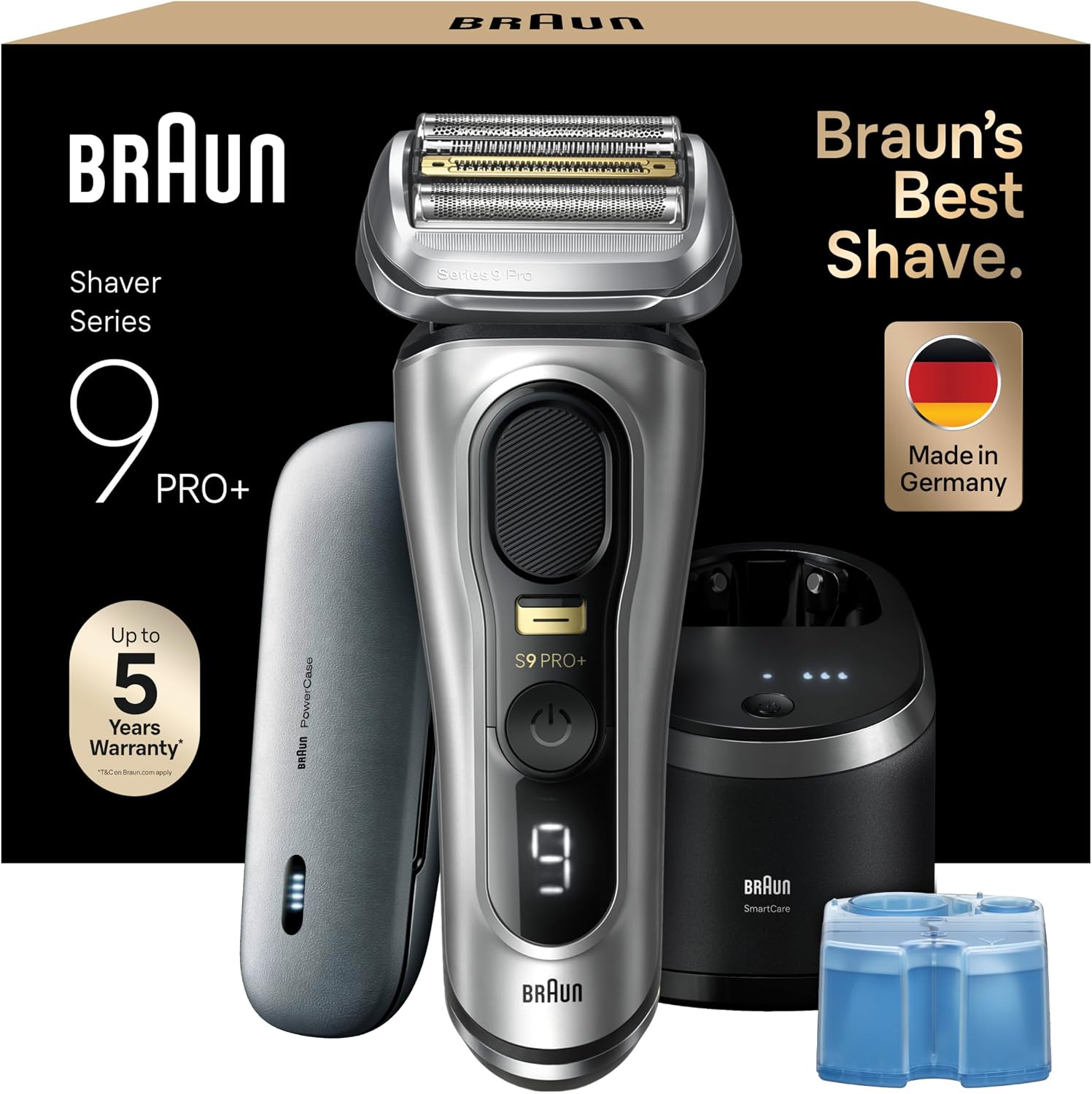 Detalle de Braun Series 9 PRO+ 9577cc Argento: rasoio elettrico e regolabarba uomo con SmartCare e PowerCase