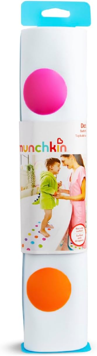Detalle de Munchkin Dandy Dots Non Slip Baby Bath Mat (White) – Colourful Shower Mat with Strong Suction