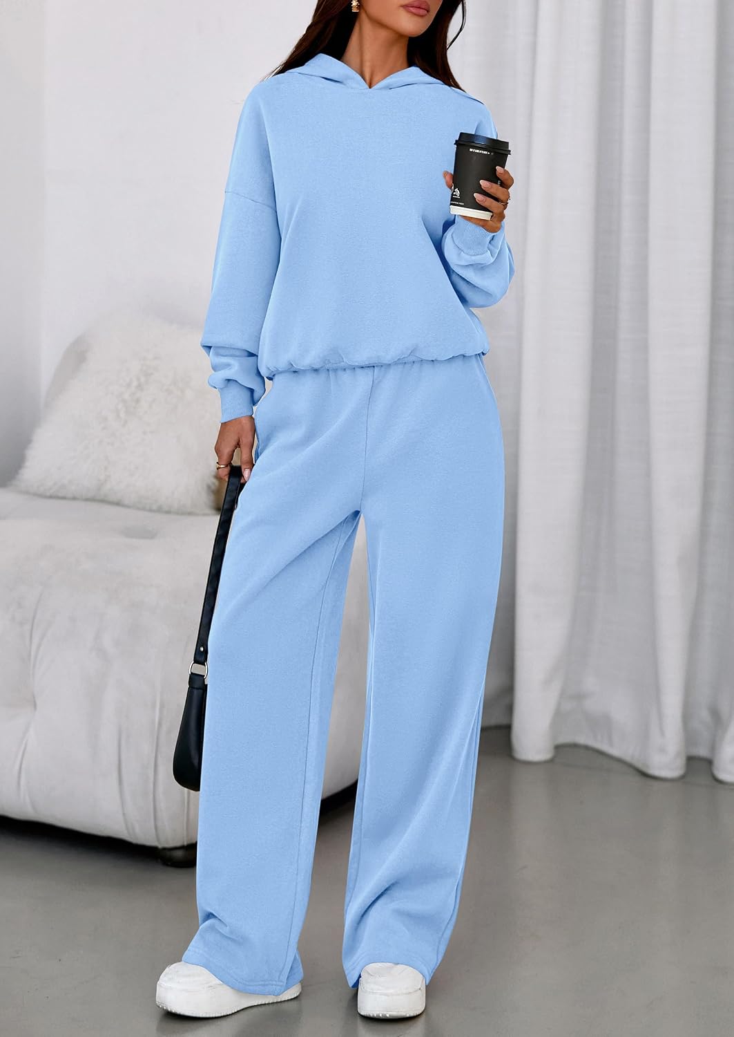 Detalle de PRETTYGARDEN Women's Sweatsuits 2-Piece Set (2026) Casual Winter Hoodie & Wide-Leg Sweatpants