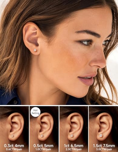 Detalle 2 de MomentWish Moissanita Pendientes Oro Rosa Mujer 3 Quilates – Plata de Ley 925, Hipoalergénicos