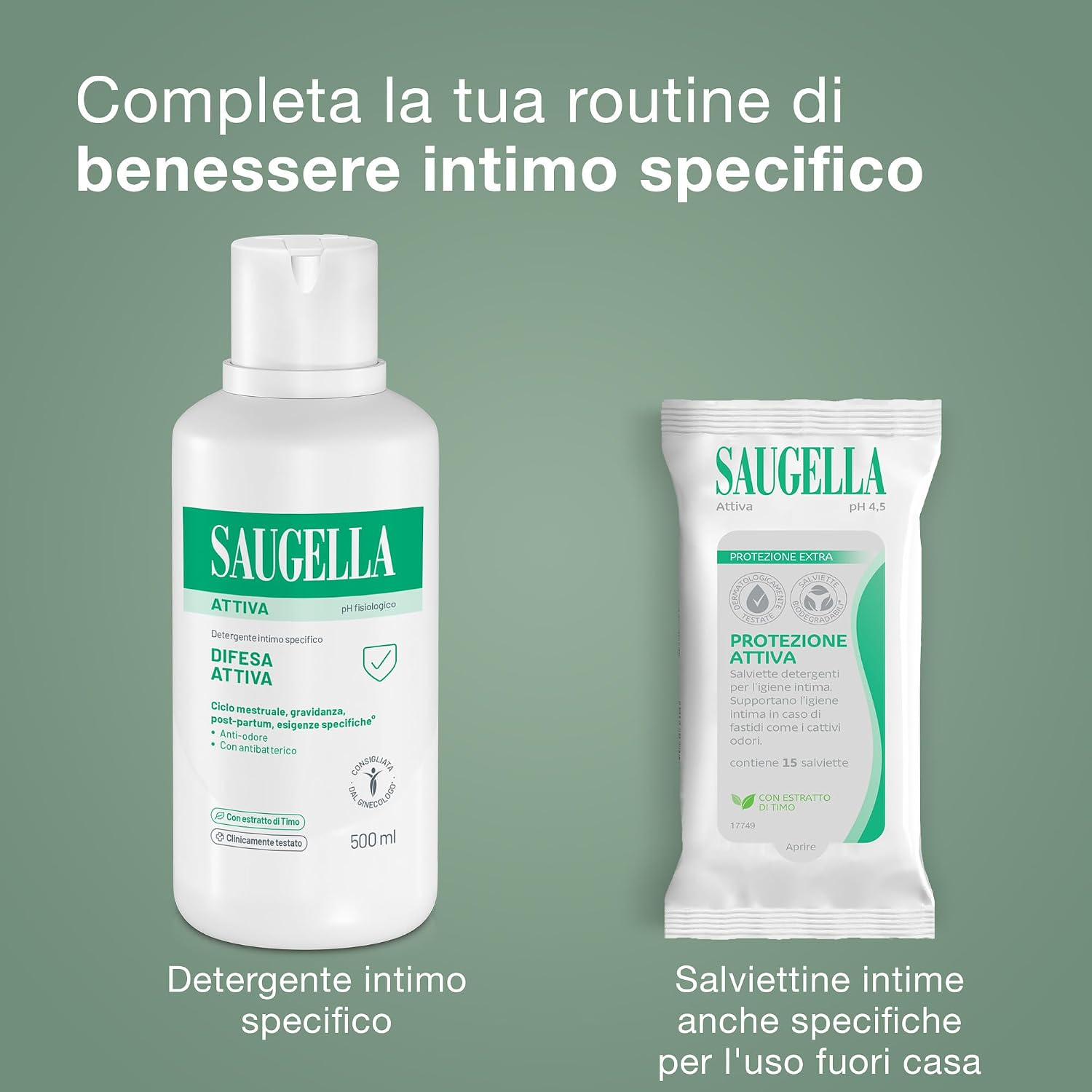 Thumbnail 4 de Saugella Attiva detergente intimo antibatterico pH 3,5 500 ml