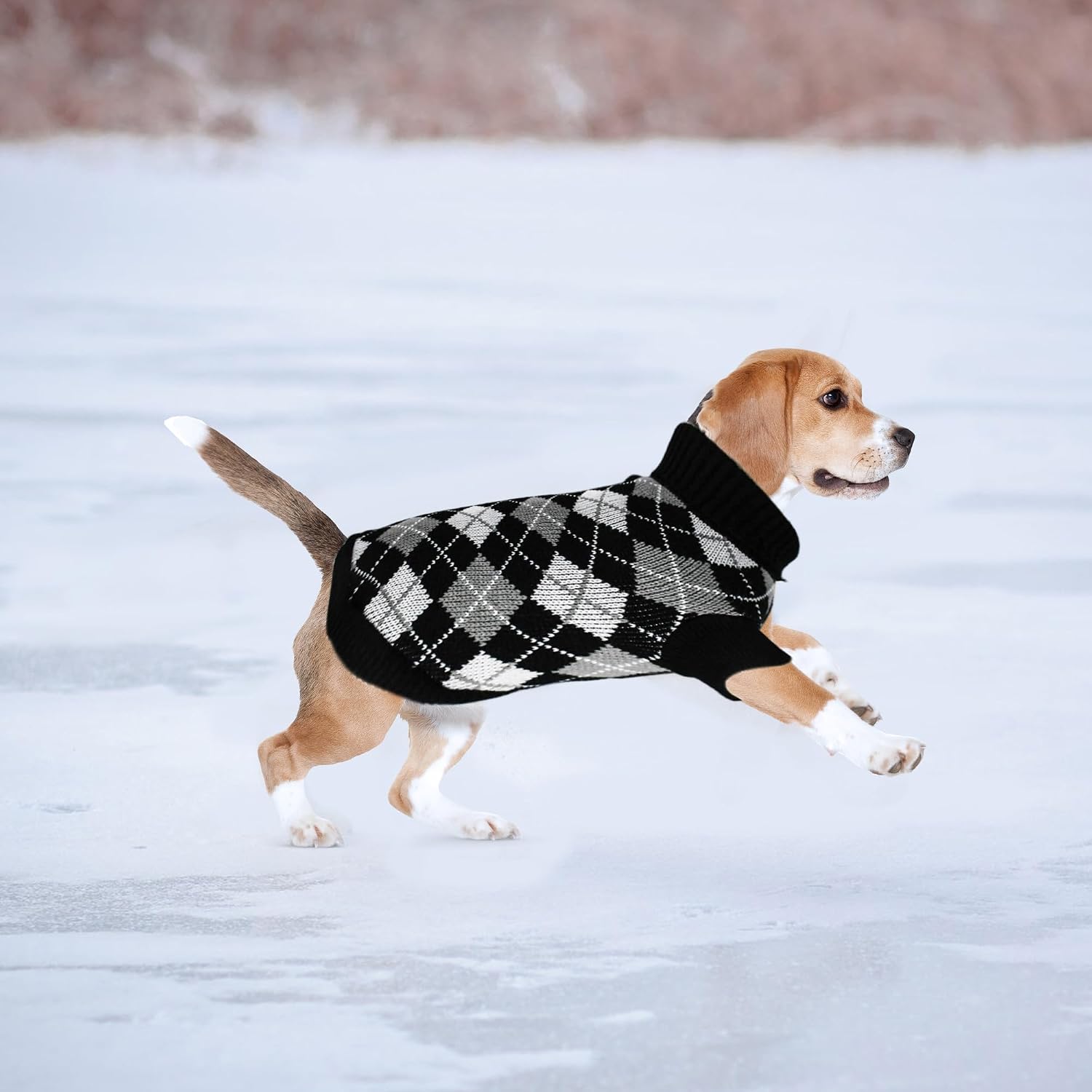 Thumbnail 5 de PawSailor knitted small dog jumper with plaid turtleneck – soft winter pullover for small dogs and cats