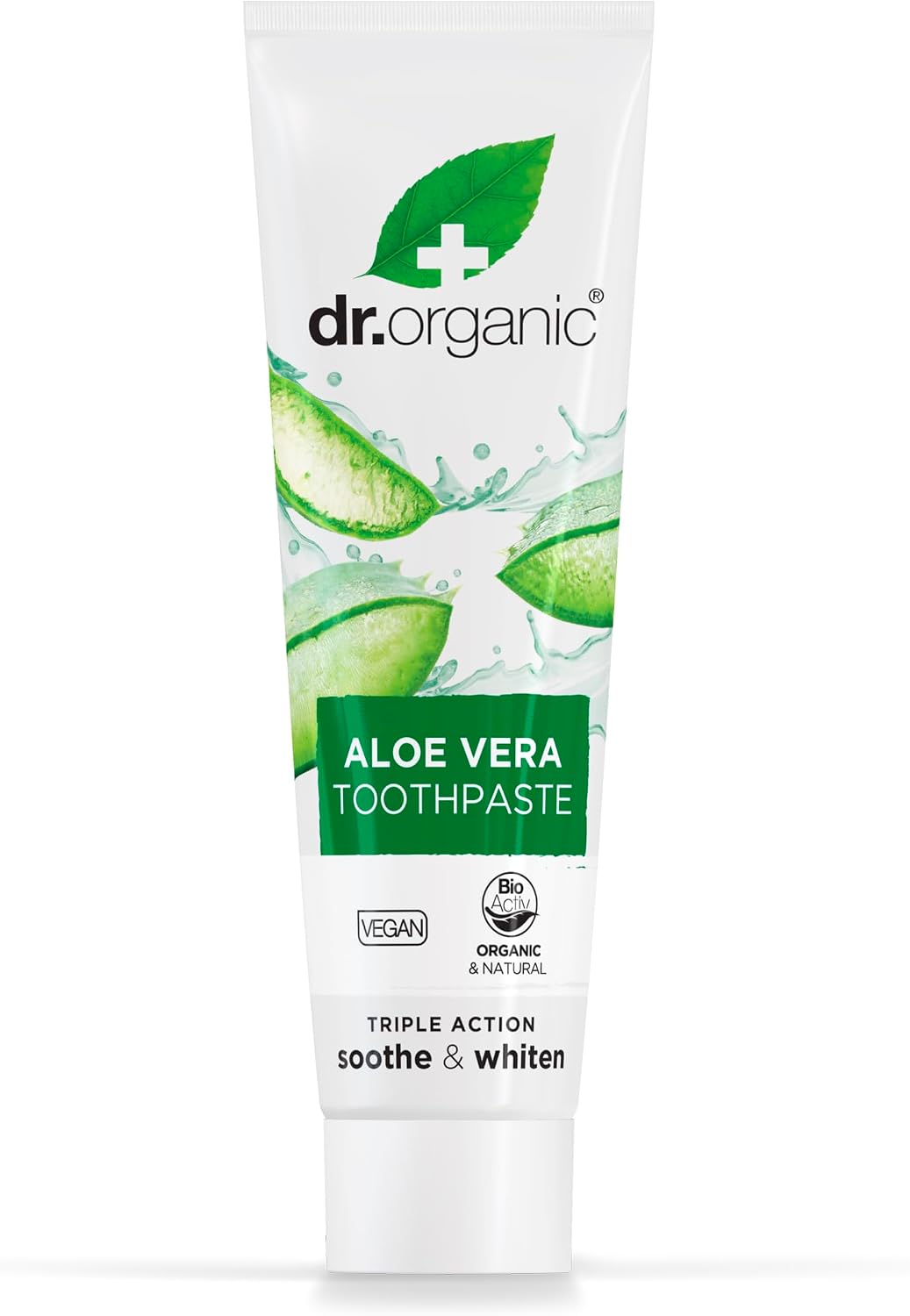 Detalle de DR. ORGANIC Aloë Vera-tandpasta met munt, fluoride en biologische ingrediënten, 100 ml
