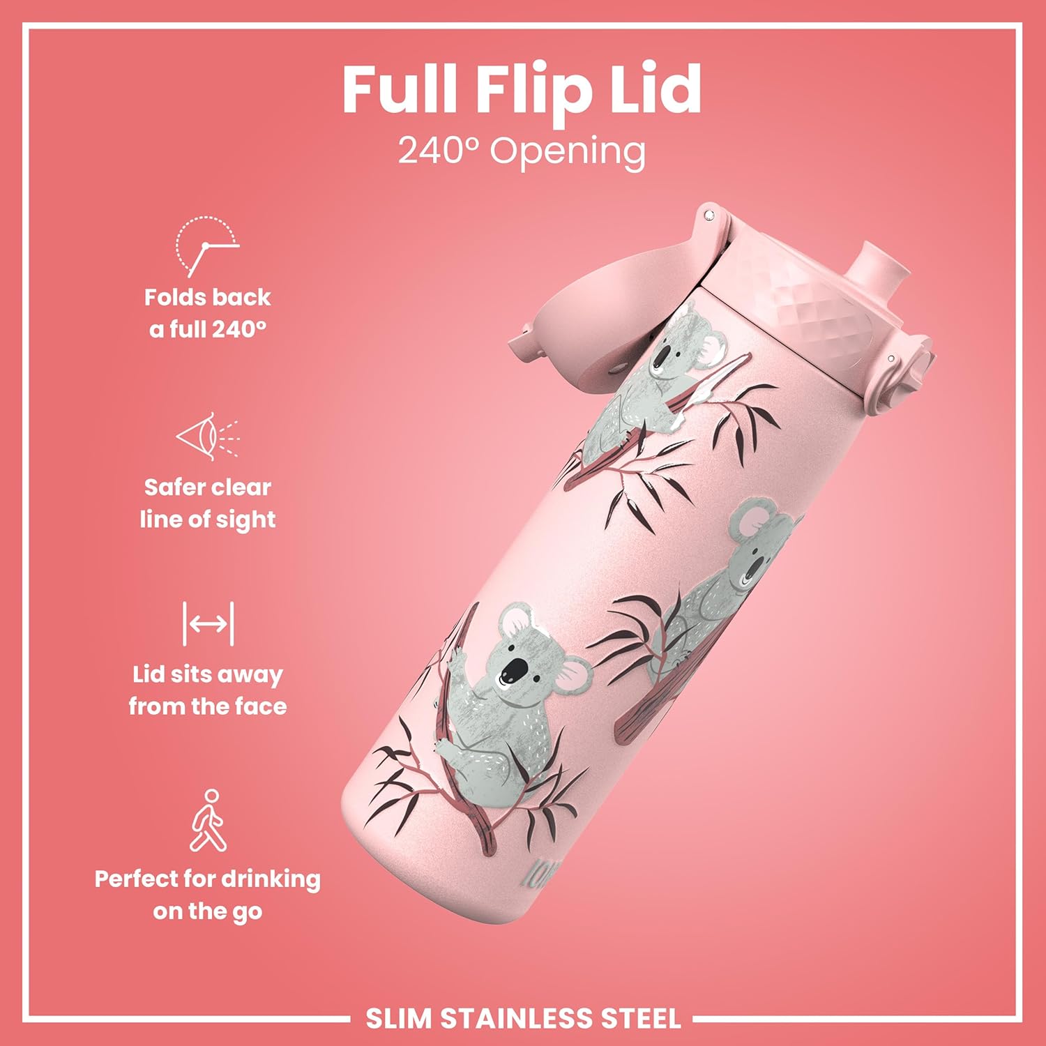 Thumbnail 3 de Ion8 Water Bottle 500 ml / 18 oz – Leak‑Proof Stainless Steel, Easy Open Flip Lid, Dishwasher Safe