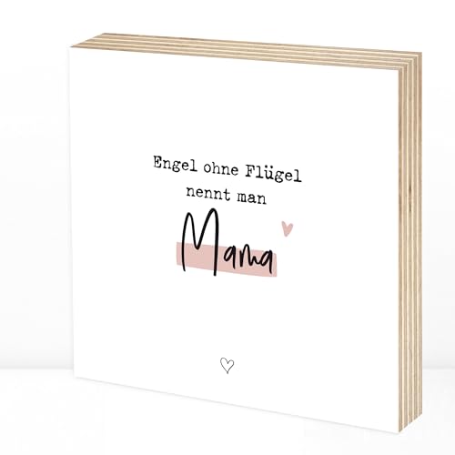 Detalle de Wunderpixel Holzbild Geschenk Mama Engel – 15x15x2 cm, echtes Foto auf Birkenholz