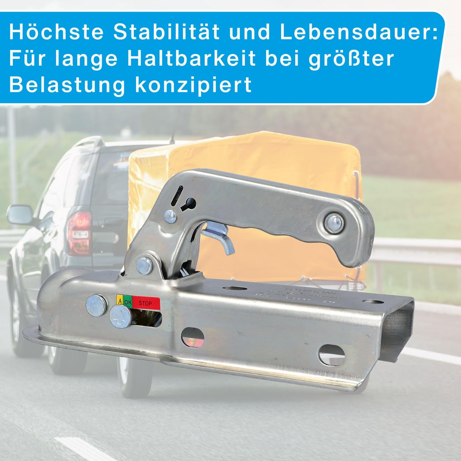 Detalle de Zugkugelkupplung bis 750 kg für Vierkantrohr/60mm – zuverlässige Anhängerkupplungstechnik