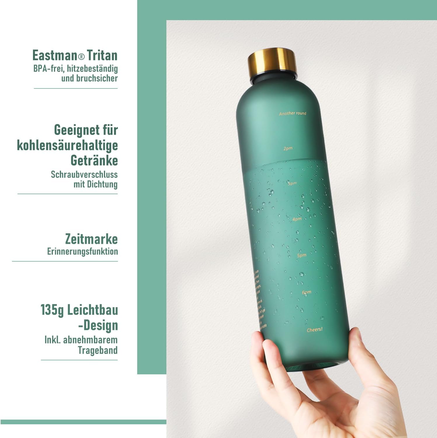 Detalle de Opard Trinkflasche mit 1 L, BPA-frei