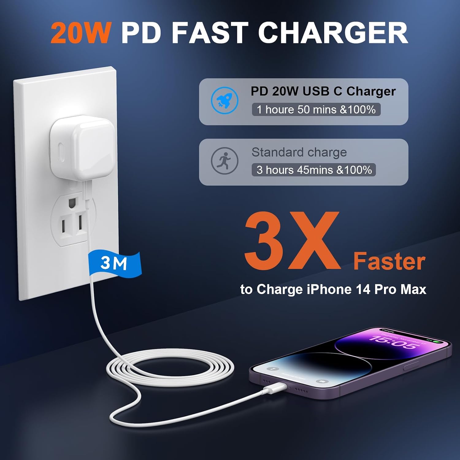 Detalle 1 de iPhone fast charging cable 20W