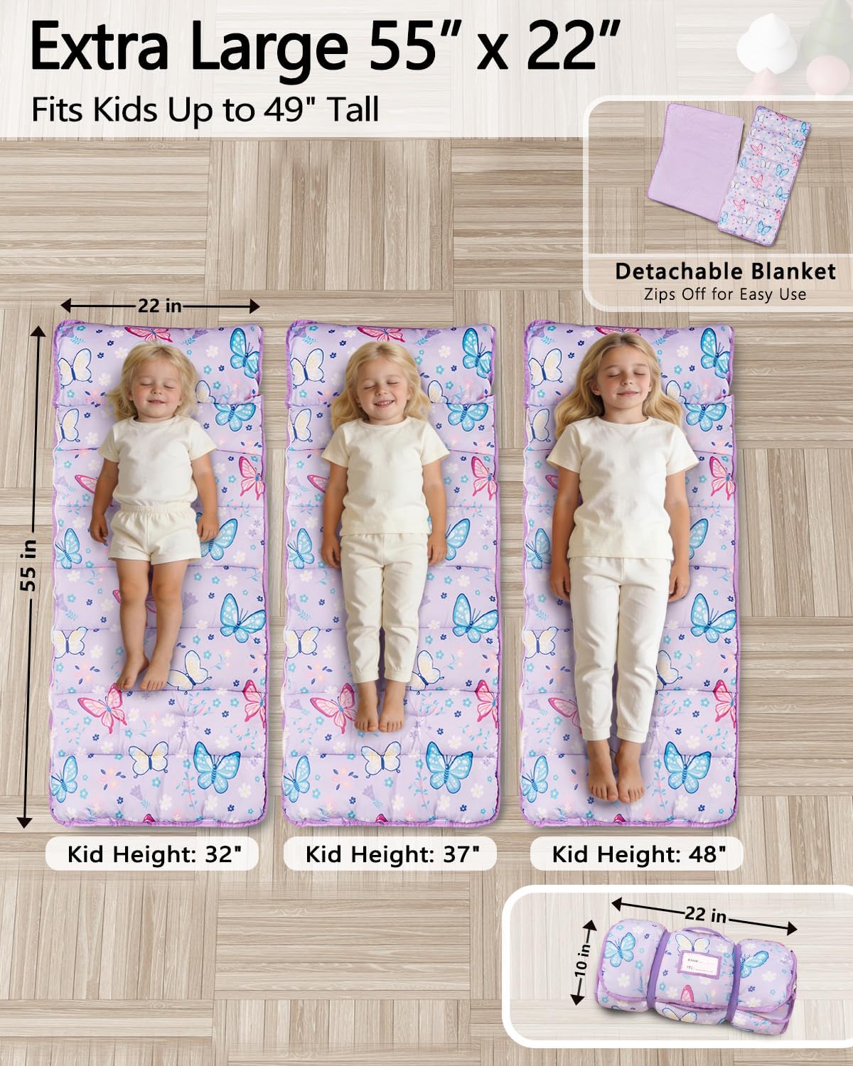 Thumbnail 2 de Primlect Toddler Nap Mat with Pillow, Thickened Extra Large Sleeping Bag (55" x 22")