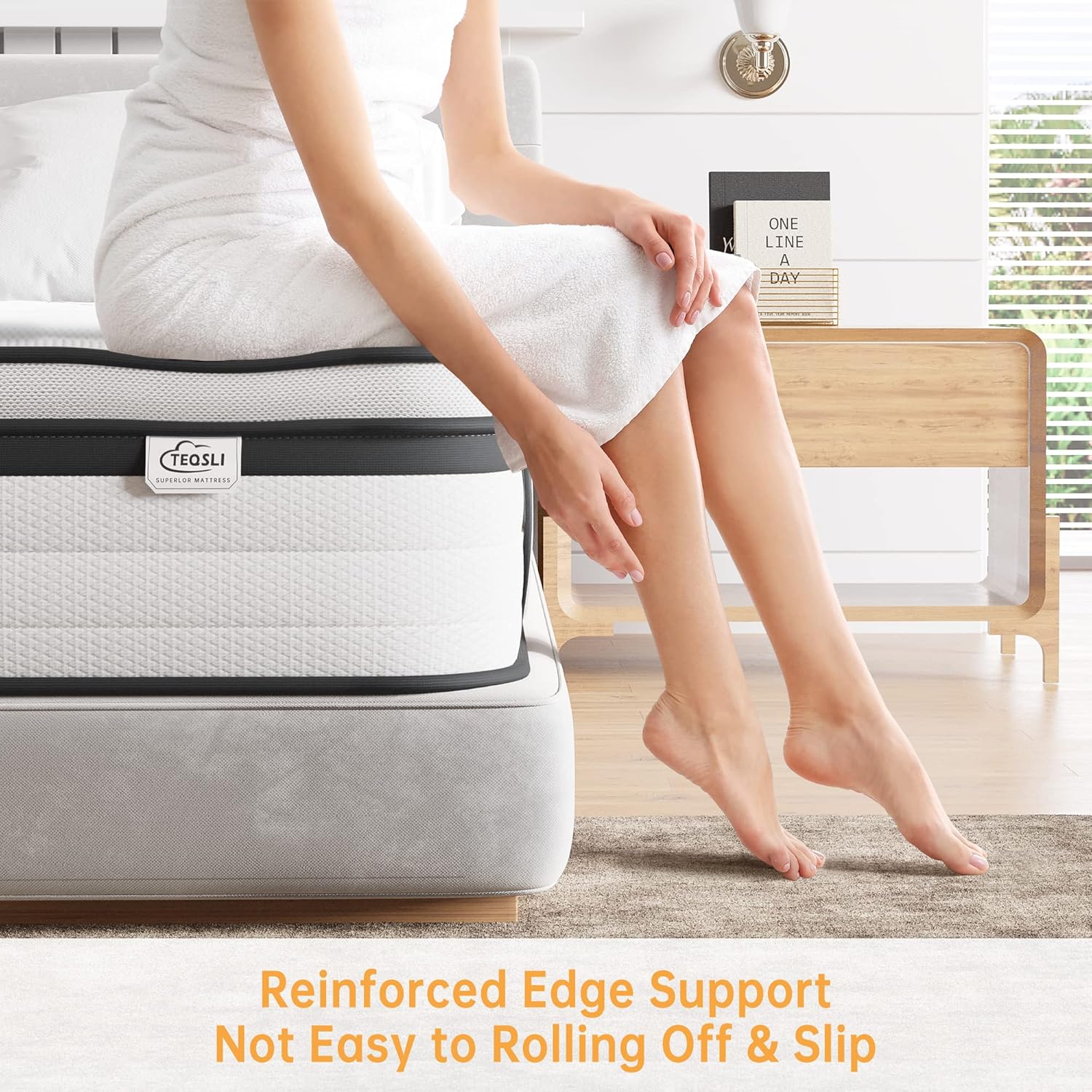 Detalle de TeQsli Double Mattress 4FT6 Hybrid Gel Memory Foam with Pocket Springs — Medium Firm, 27 cm (135x190x27 cm)