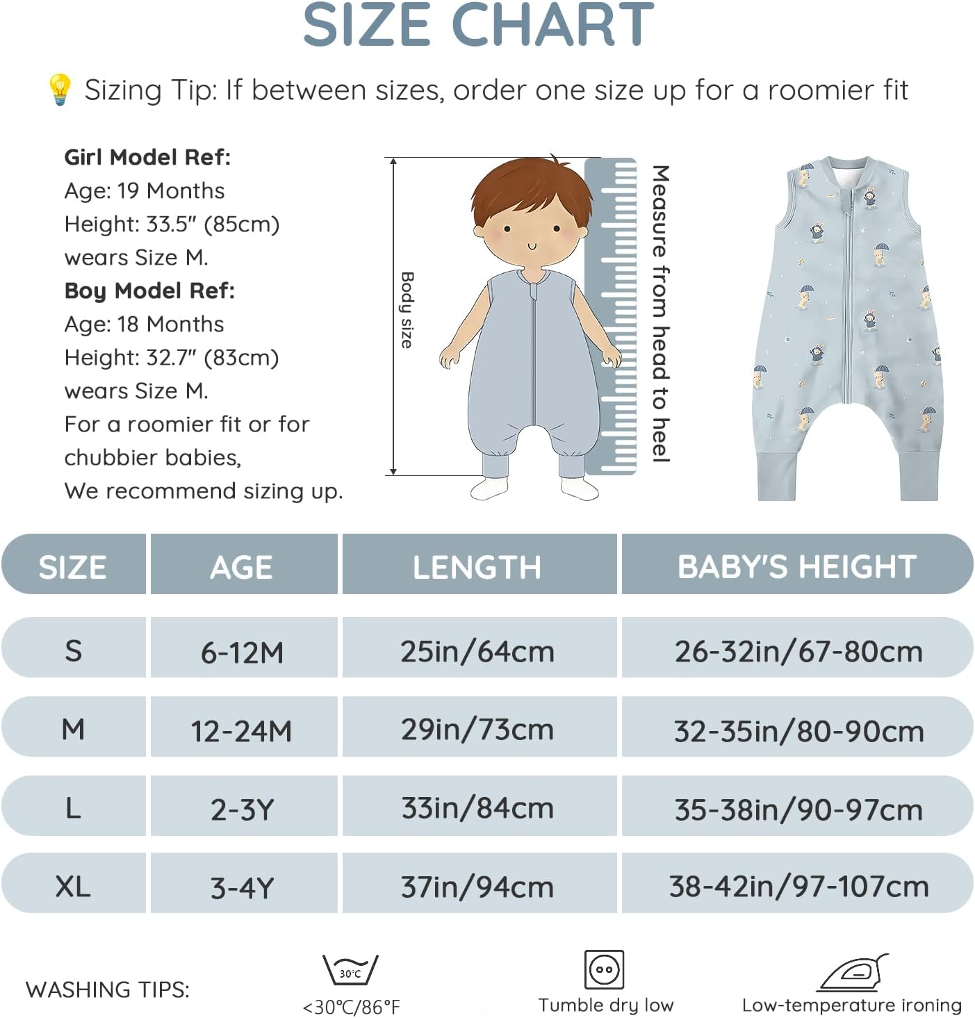 Detalle de Mosebears 1.0 TOG Cotton Baby Sleeping Bag (65–110 cm) – Unisex Spring & Autumn Sleep Sack