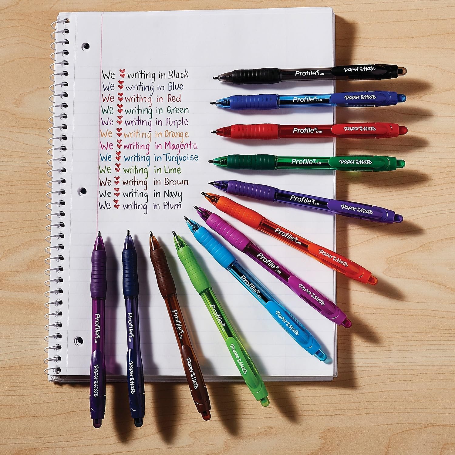 Detalle de Paper Mate Profile Retractable Bold Point Pens (1.4mm) – Assorted Colors, 12 Count