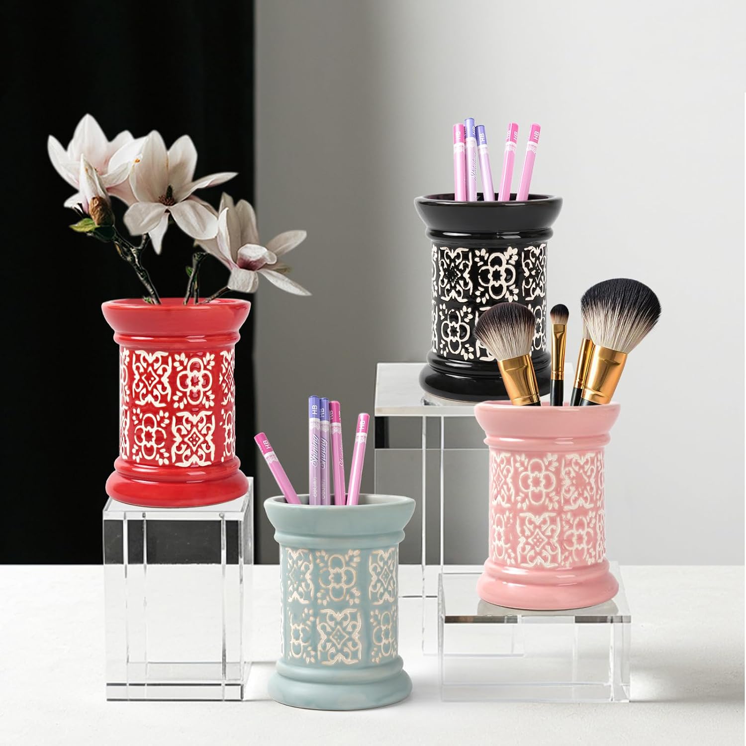 Detalle de Zaposcca Ceramic Pencil Holder, 8.7 × 8.7 × 12 cm