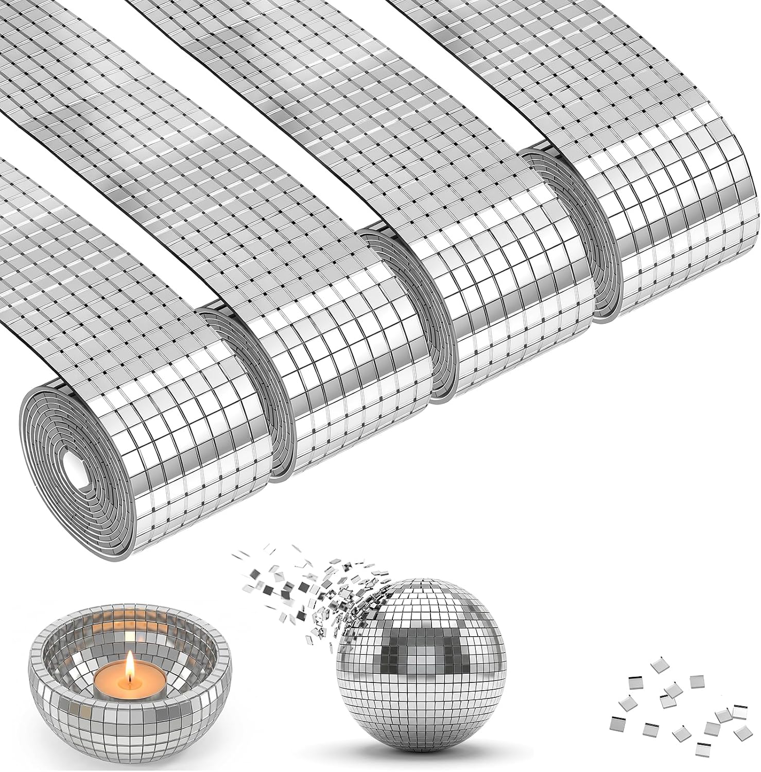 Detalle de Aomig 5817924 spiegelmozaïektegels, zelfklevend, 5 × 5 mm