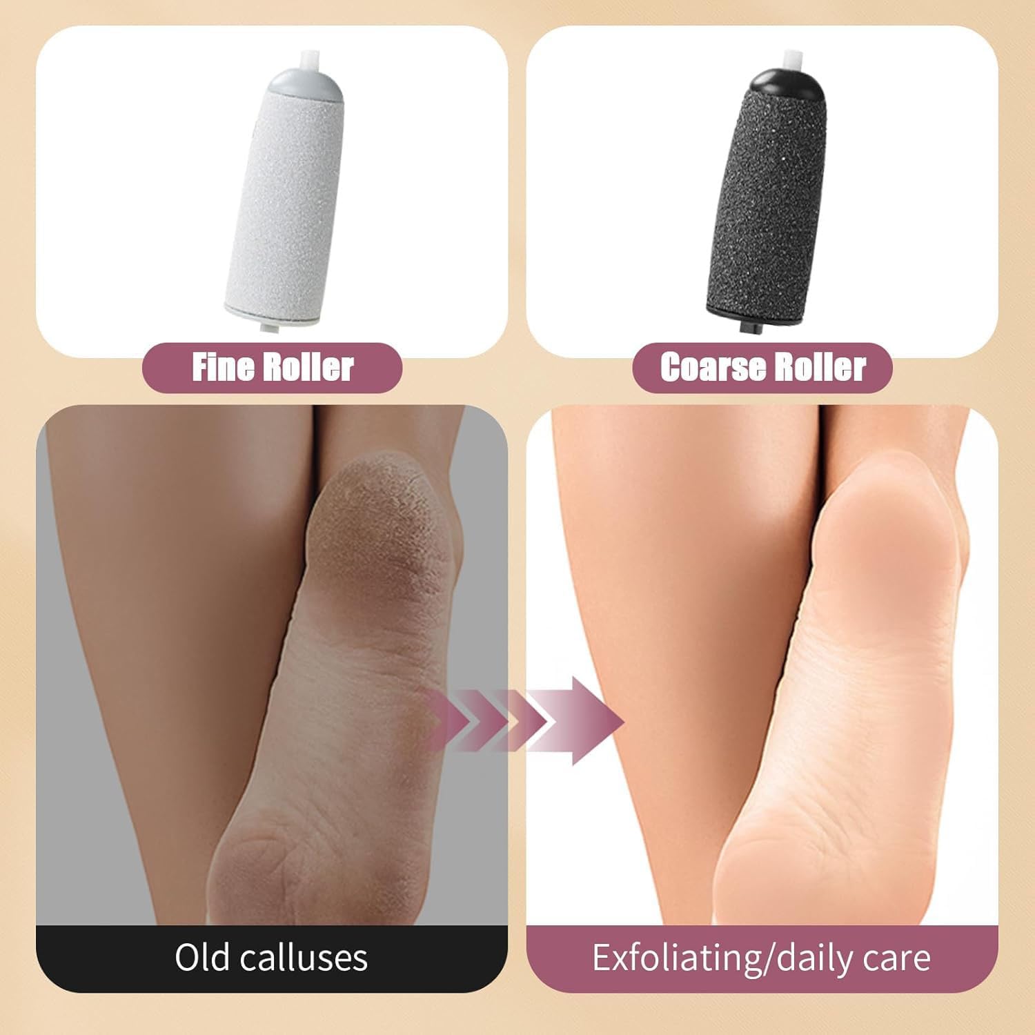 Detalle de Electric Foot File Hard Skin Remover with LED Light, 2 Speeds and Rechargeable Waterproof Heads