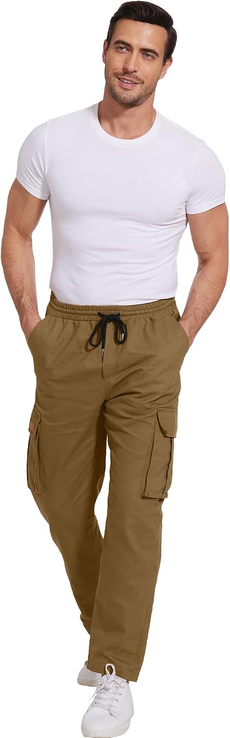 Detalle 2 de YAOBAOLE Pantalon cargo homme en coton — taille élastique