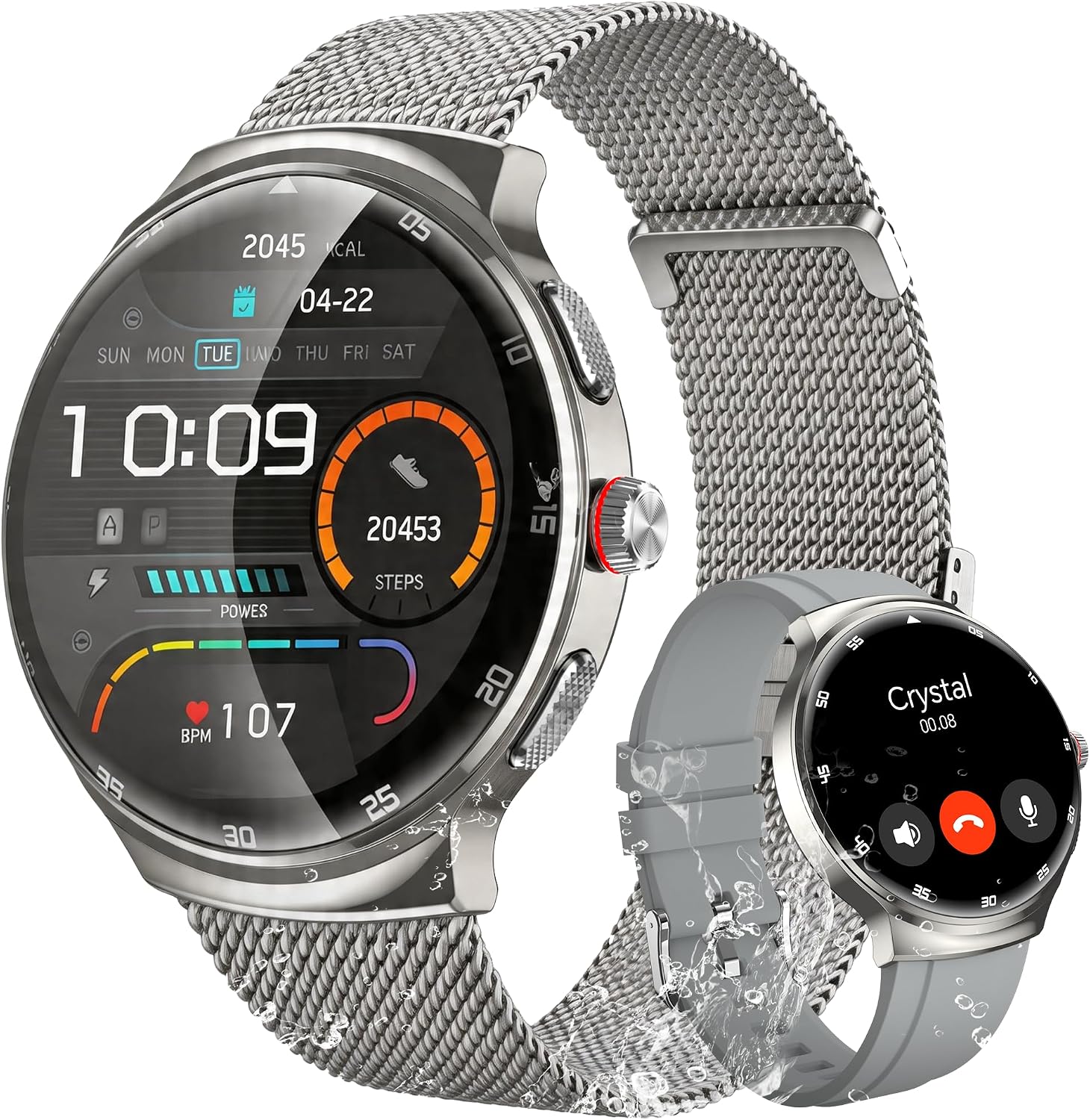 Detalle de Smart Watch for Men & Women: 1.43" AMOLED Curved Screen, 150+ Sport Modes, Dual Straps