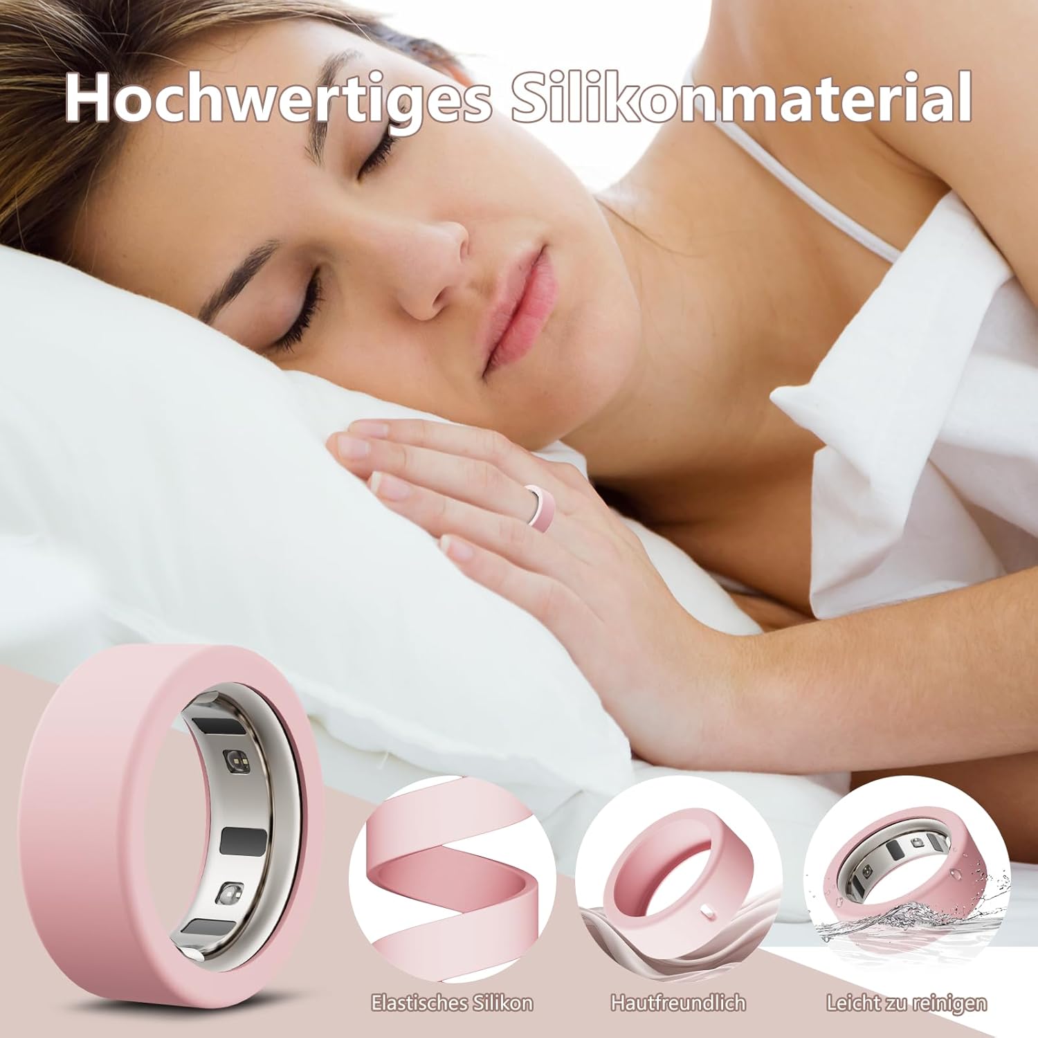 Detalle 2 de Hexasider 6 Pcs Silicone Ring Cover for Oura Ring Gen 3/4/4 Ceramic/Ultrahuman Ring AIR