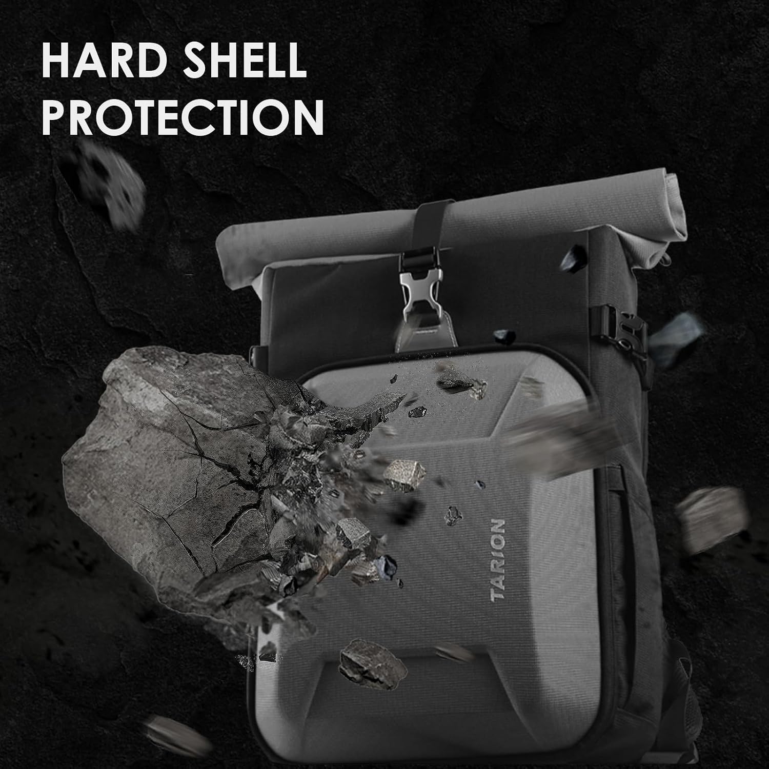 Thumbnail 3 de TARION Rolltop Camera Backpack with Hardshell – Expandable Large Camera Bag with 16 Inch Laptop Compartment & Side Access (Grey)