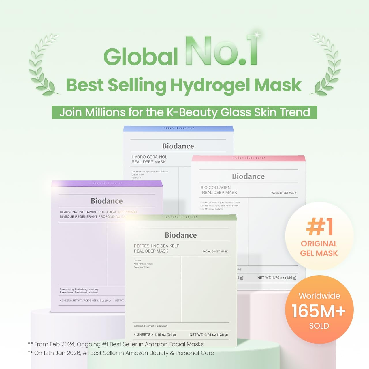 Thumbnail 1 de BIODANCE Refreshing Sea Kelp Real Deep Mask – Masque Hydrogel Calmant et Contrôle des Huiles