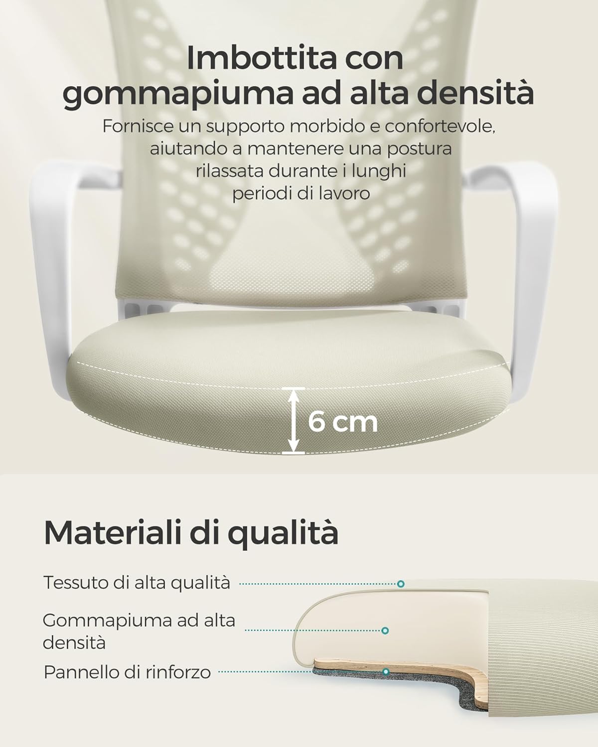 Thumbnail 6 de SONGMICS Office Chair OBN022LH01: Ergonomic Mesh, 120 kg Capacity