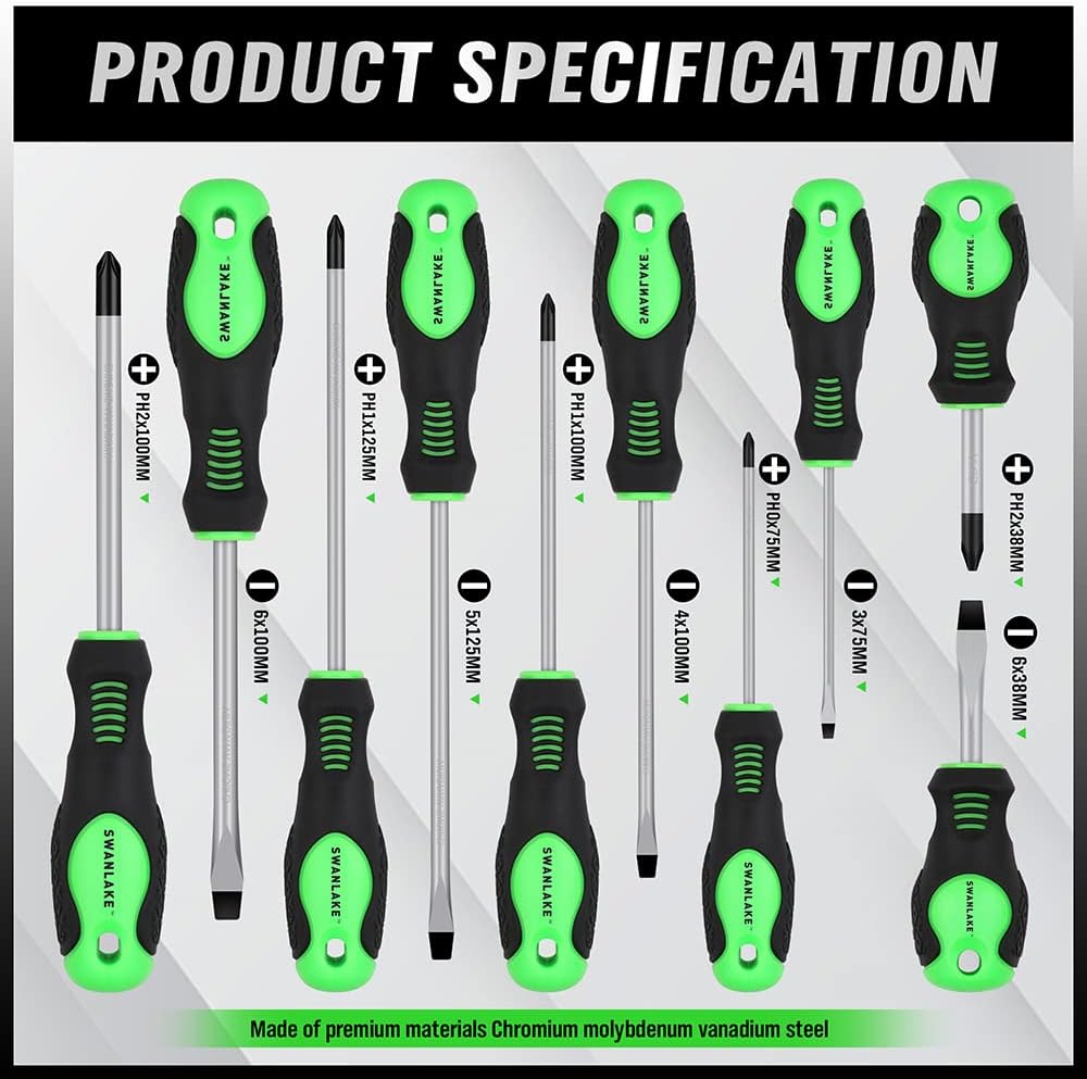 Thumbnail 2 de SWANLAKE 11-piece magnetic screwdriver set 🛠
