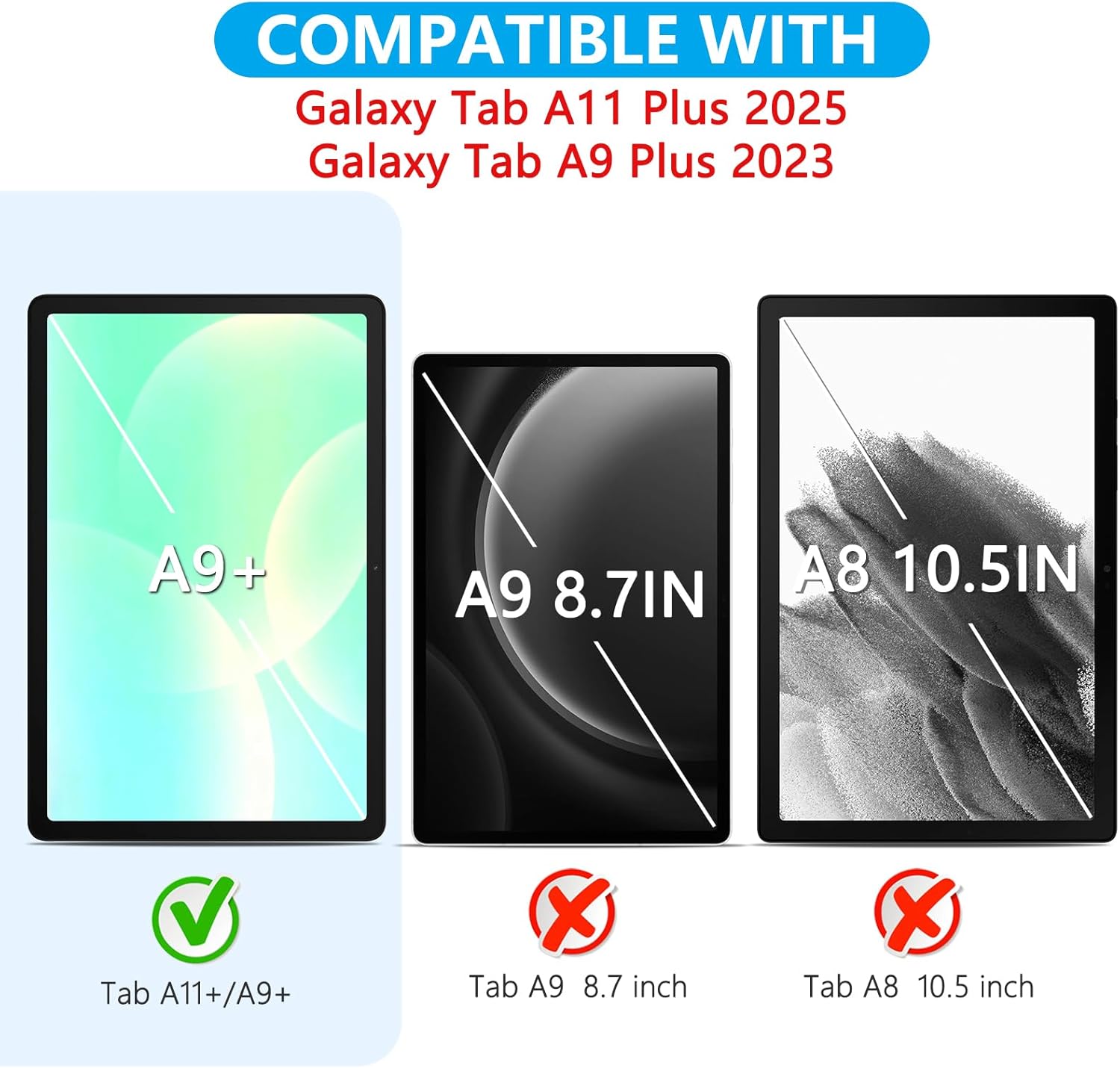 Detalle de SPARIN 3 Stück Panzer Schutz Glas für Samsung Galaxy Tab A11 Plus / A9 Plus 11 Zoll (2025/2023) – 9H Härte, anti‑Bläschen, HD‑Klar